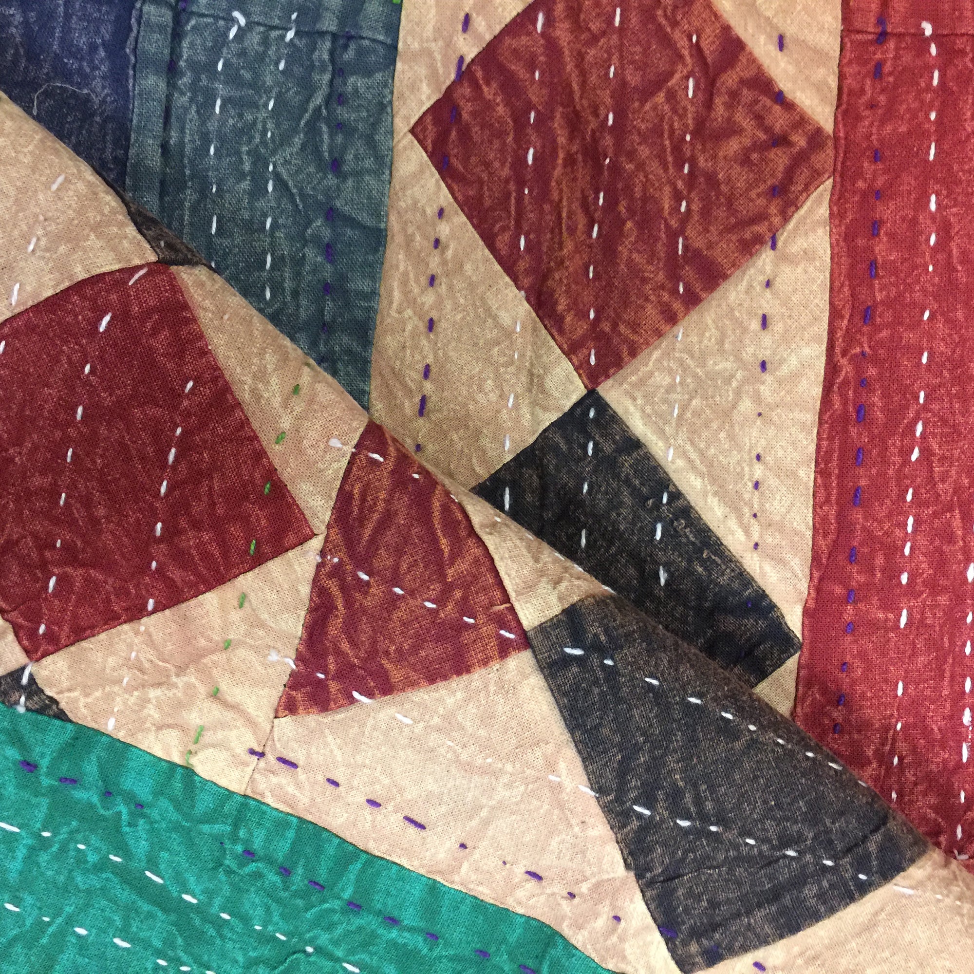 Checkered Patchwork Kantha Quilt-6 colors - Vintage India NYC