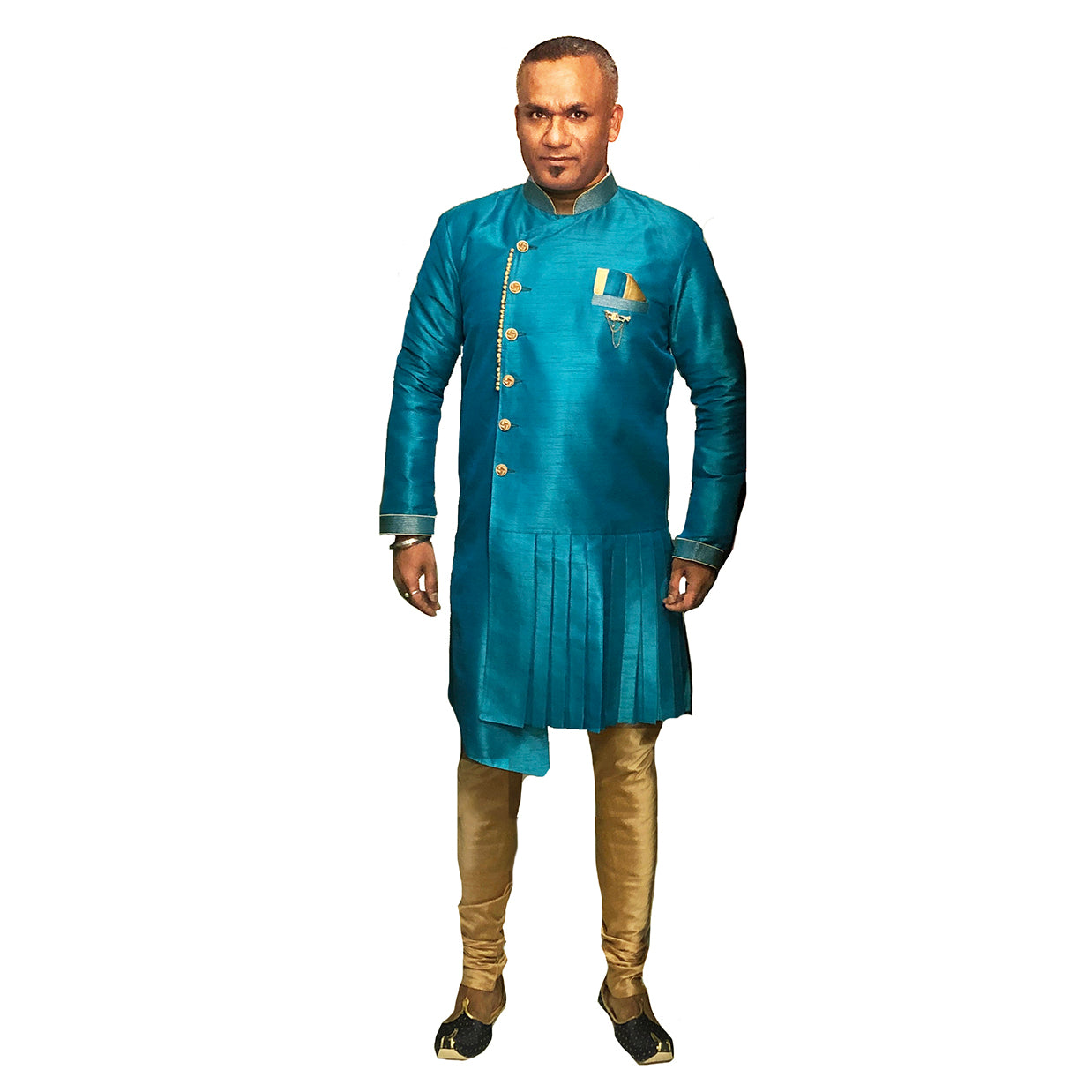 YD Turquoise Semi Sherwani - Vintage India NYC