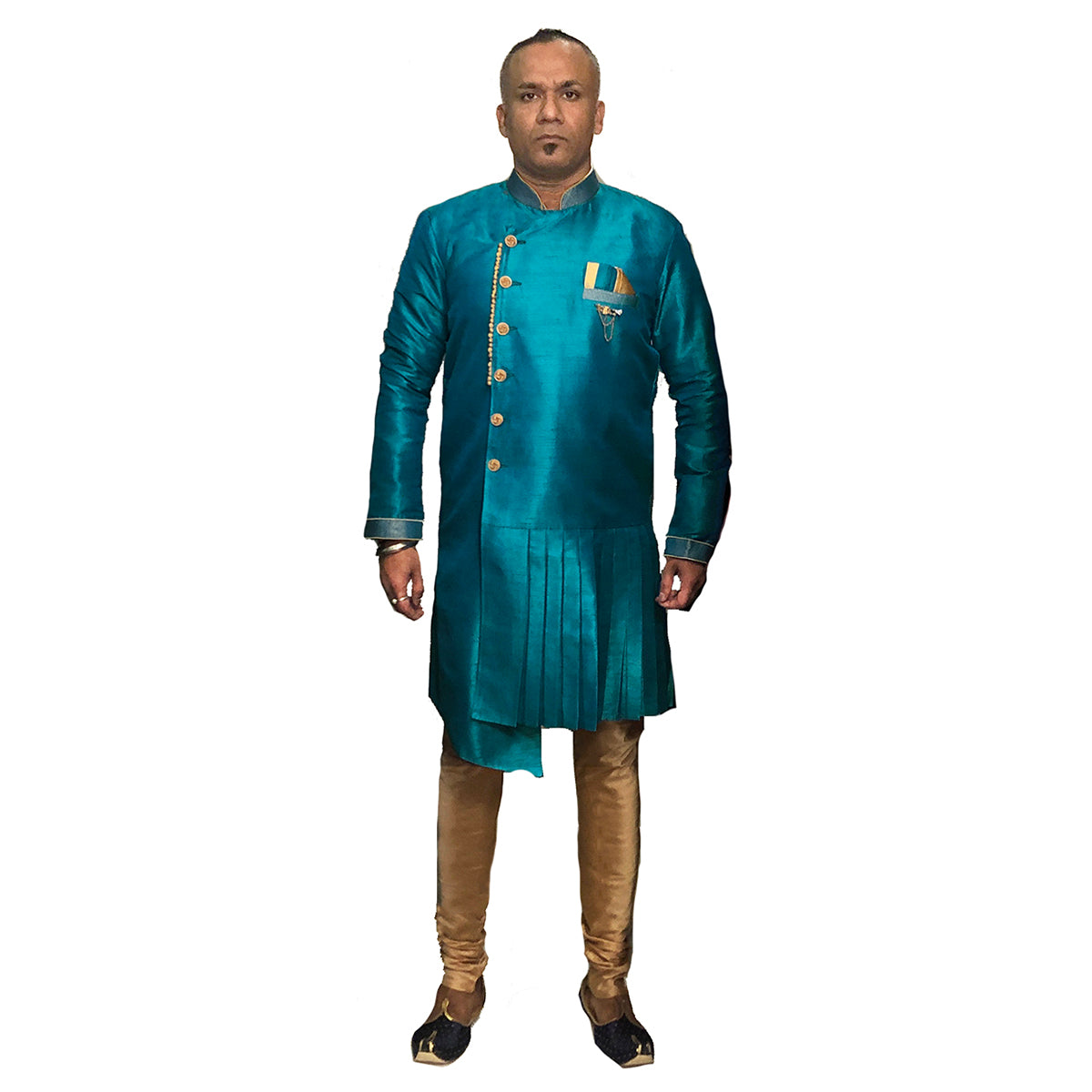 YD Turquoise Semi Sherwani - Vintage India NYC