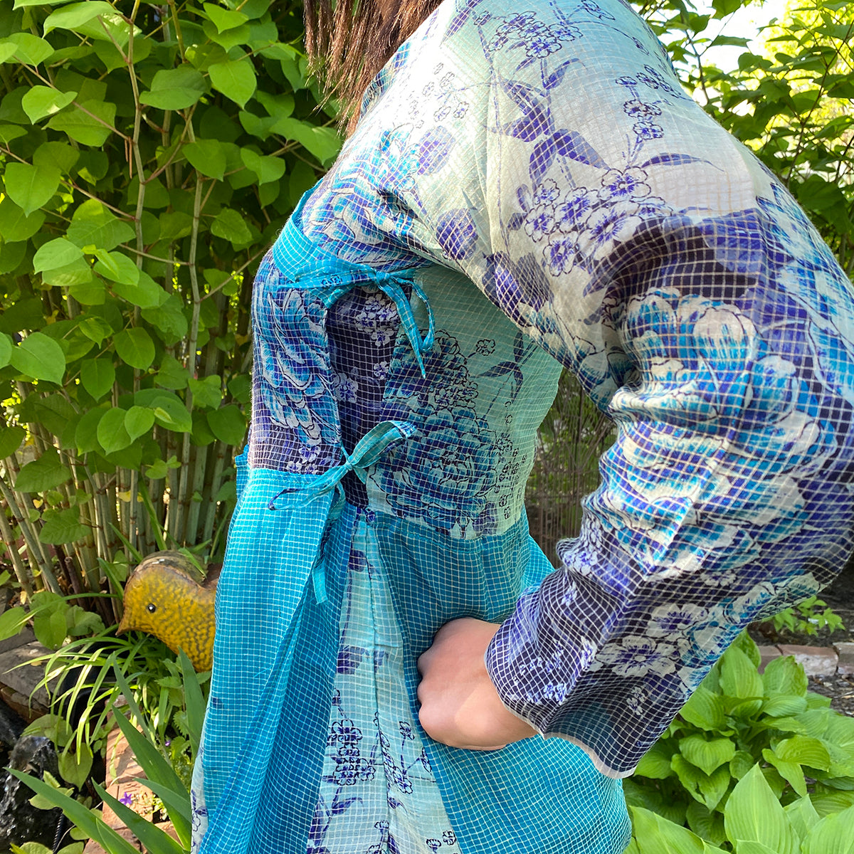 Turquioise Silk Wrap Dress - Vintage India NYC