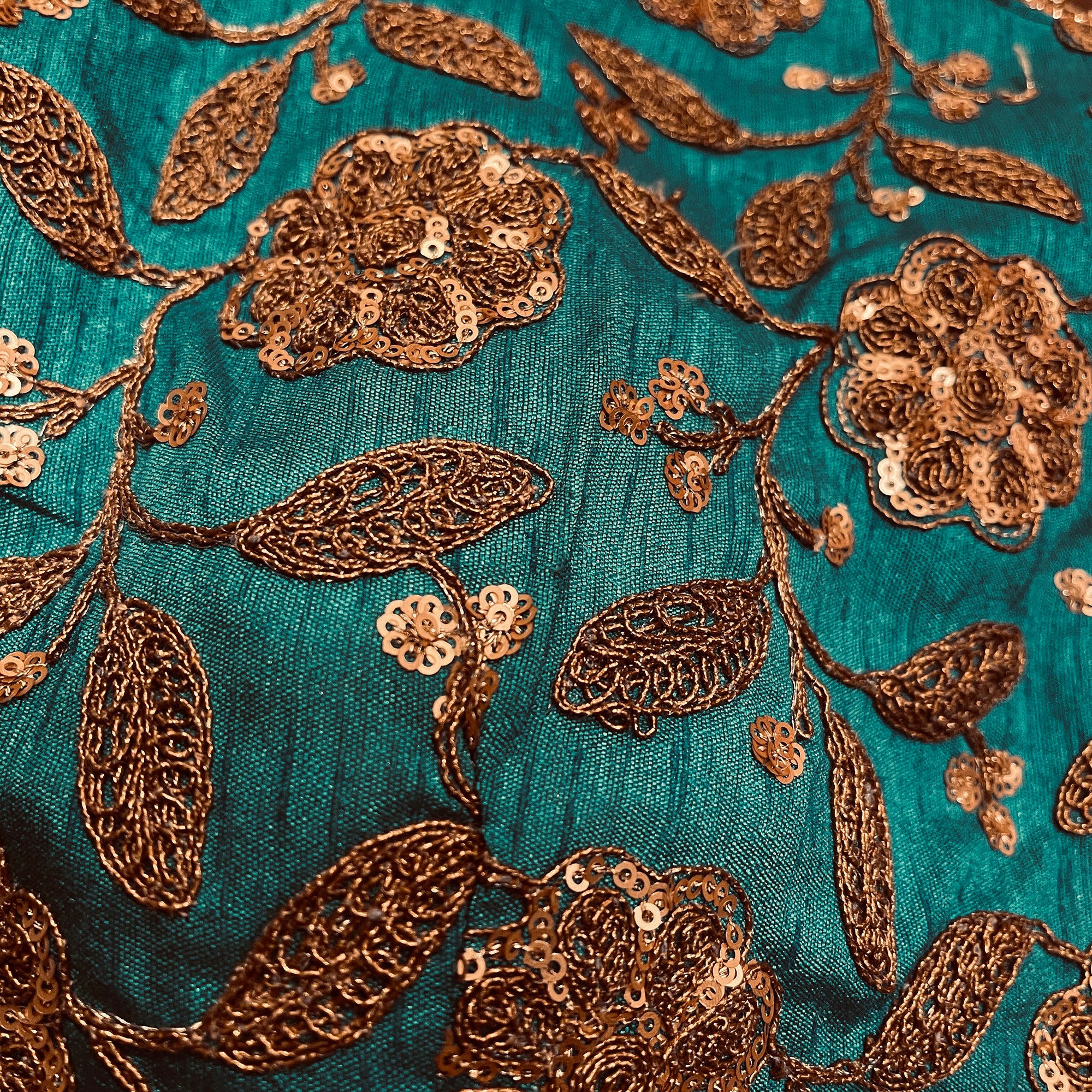 Embroidered Teal Blouse - Vintage India NYC