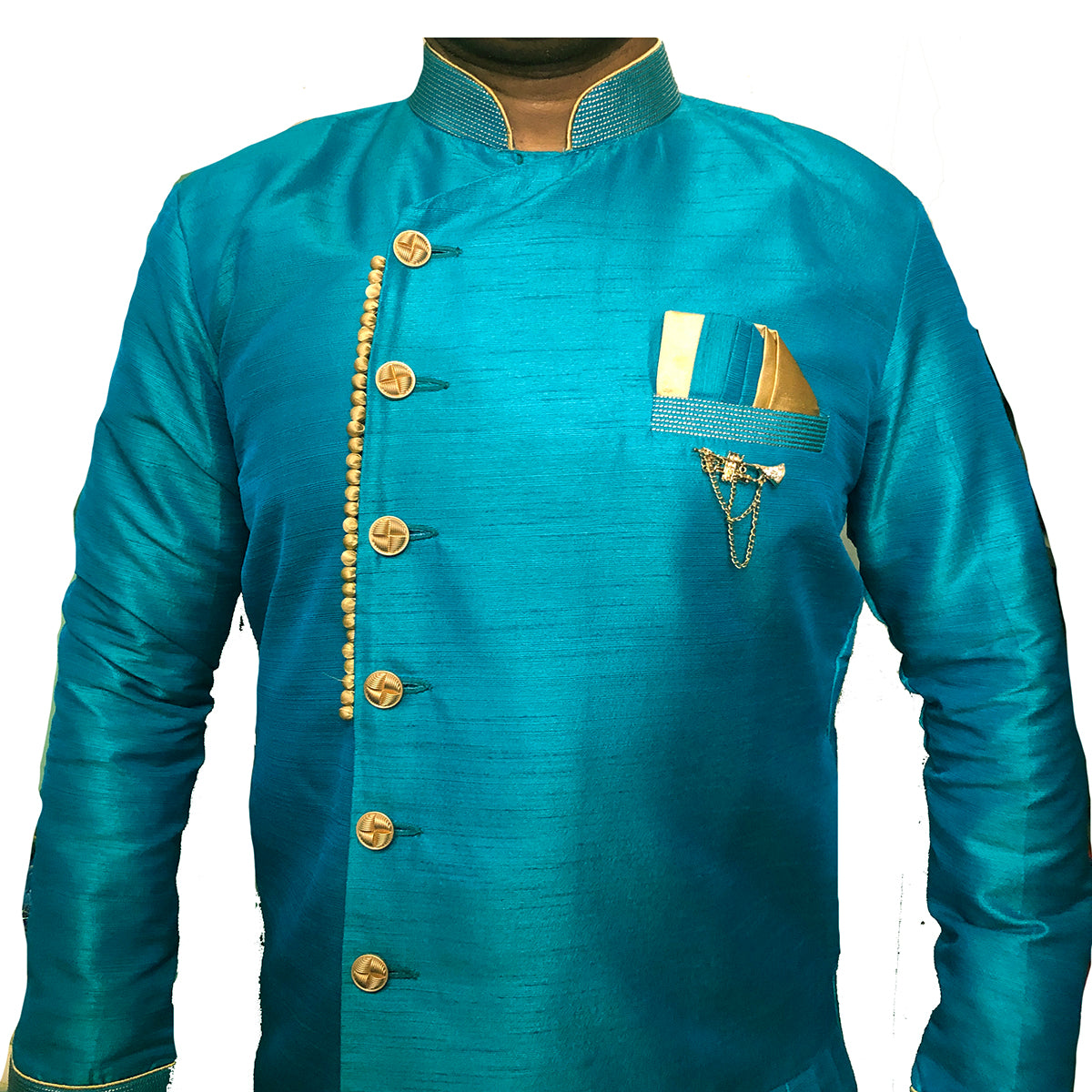 YD Turquoise Semi Sherwani - Vintage India NYC