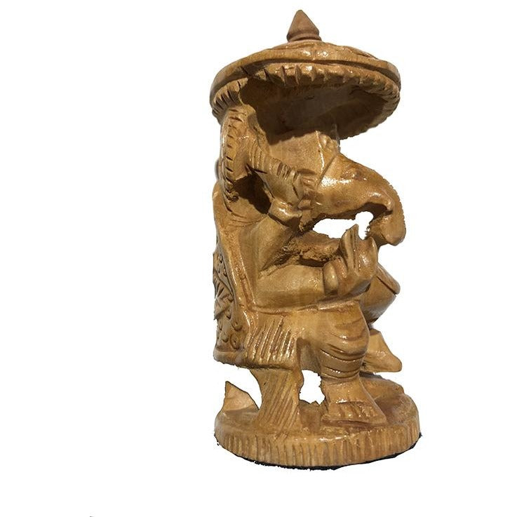 VD Handcarved Wooden Ganesha 4 in. - Vintage India NYC