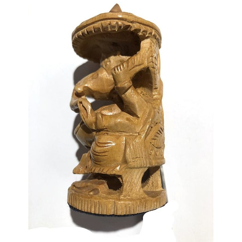 VD Handcarved Wooden Ganesha 4 in. - Vintage India NYC