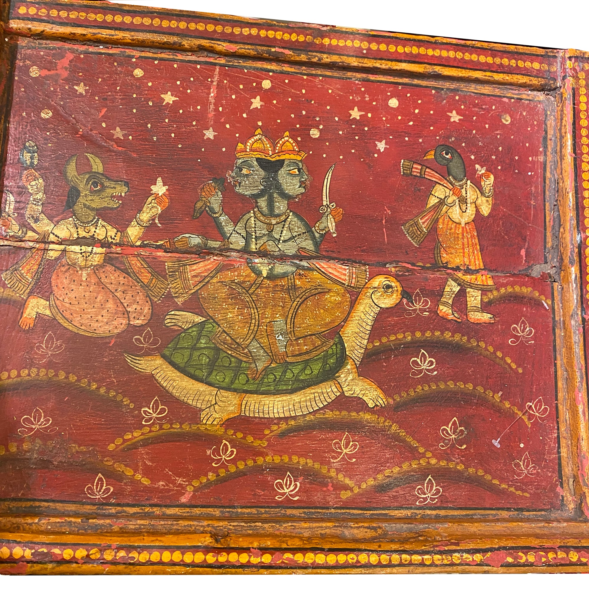 Handmade Vintage Painted Chest Cabinet - Vintage India NYC