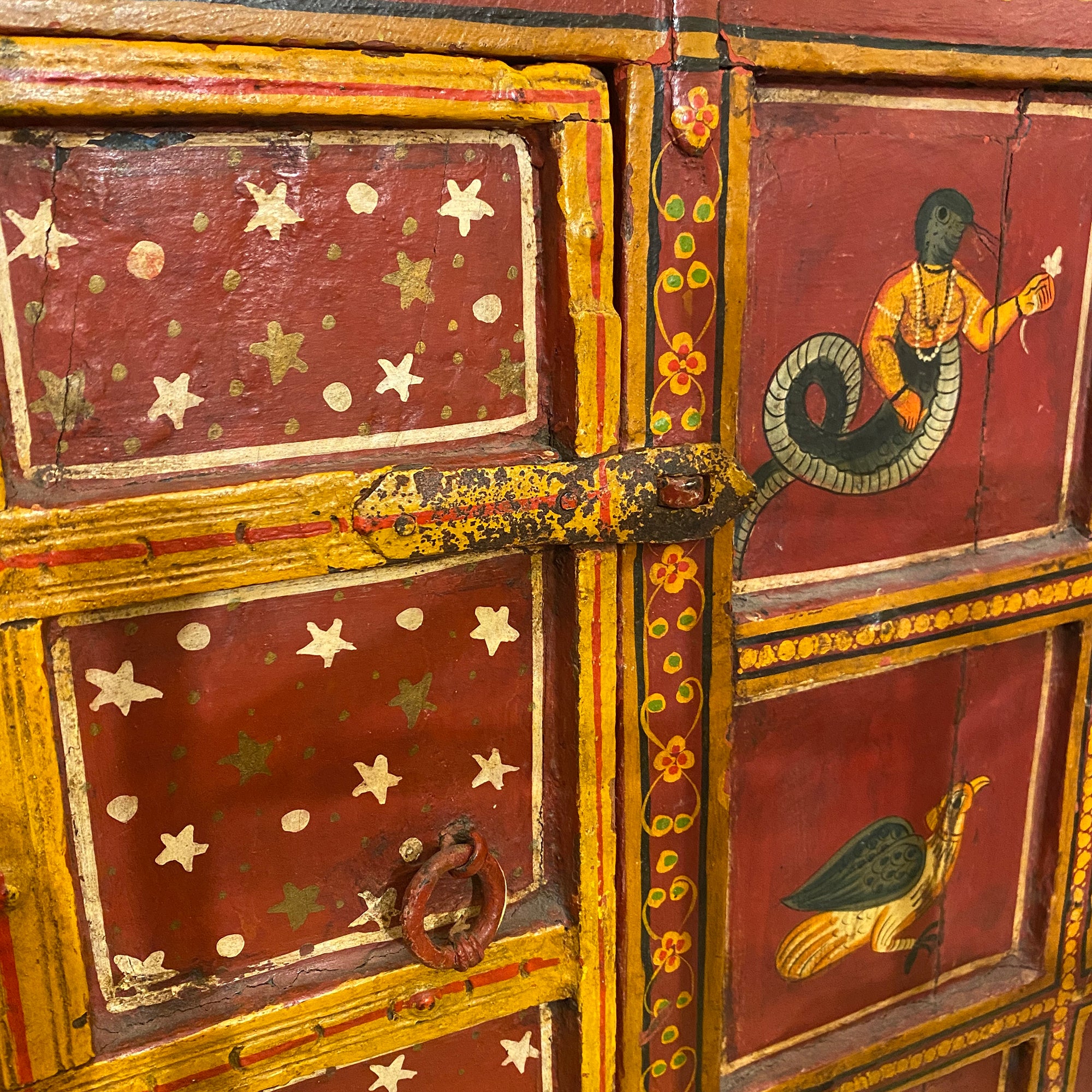 Handmade Vintage Painted Chest Cabinet - Vintage India NYC