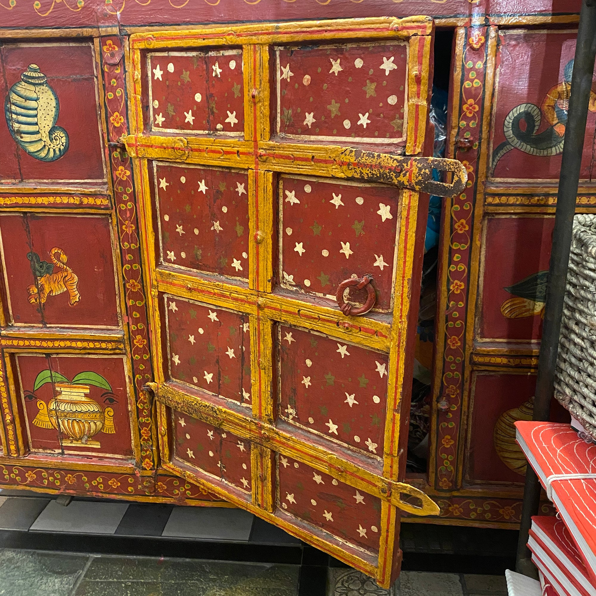 Handmade Vintage Painted Chest Cabinet - Vintage India NYC