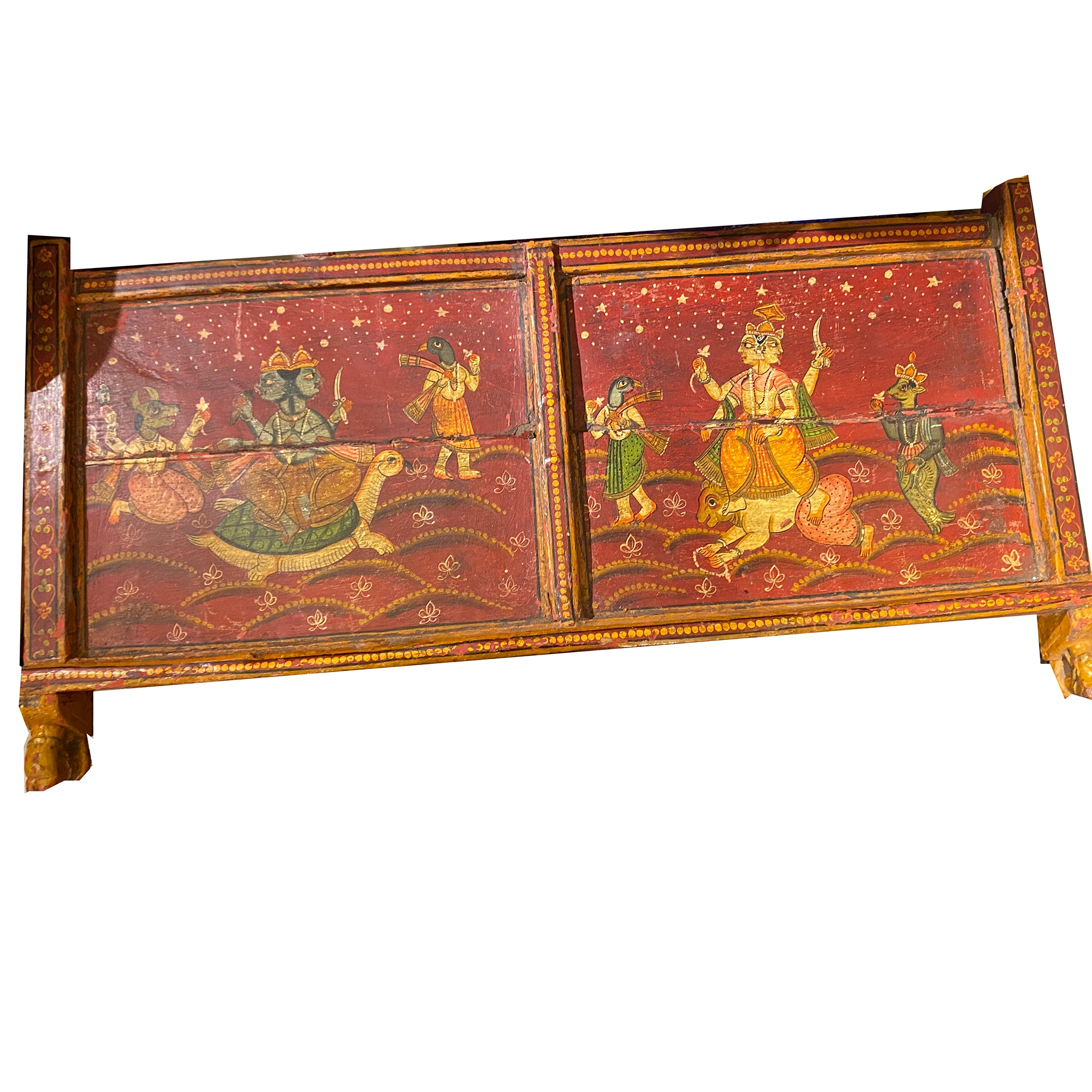 Handmade Vintage Painted Chest Cabinet - Vintage India NYC