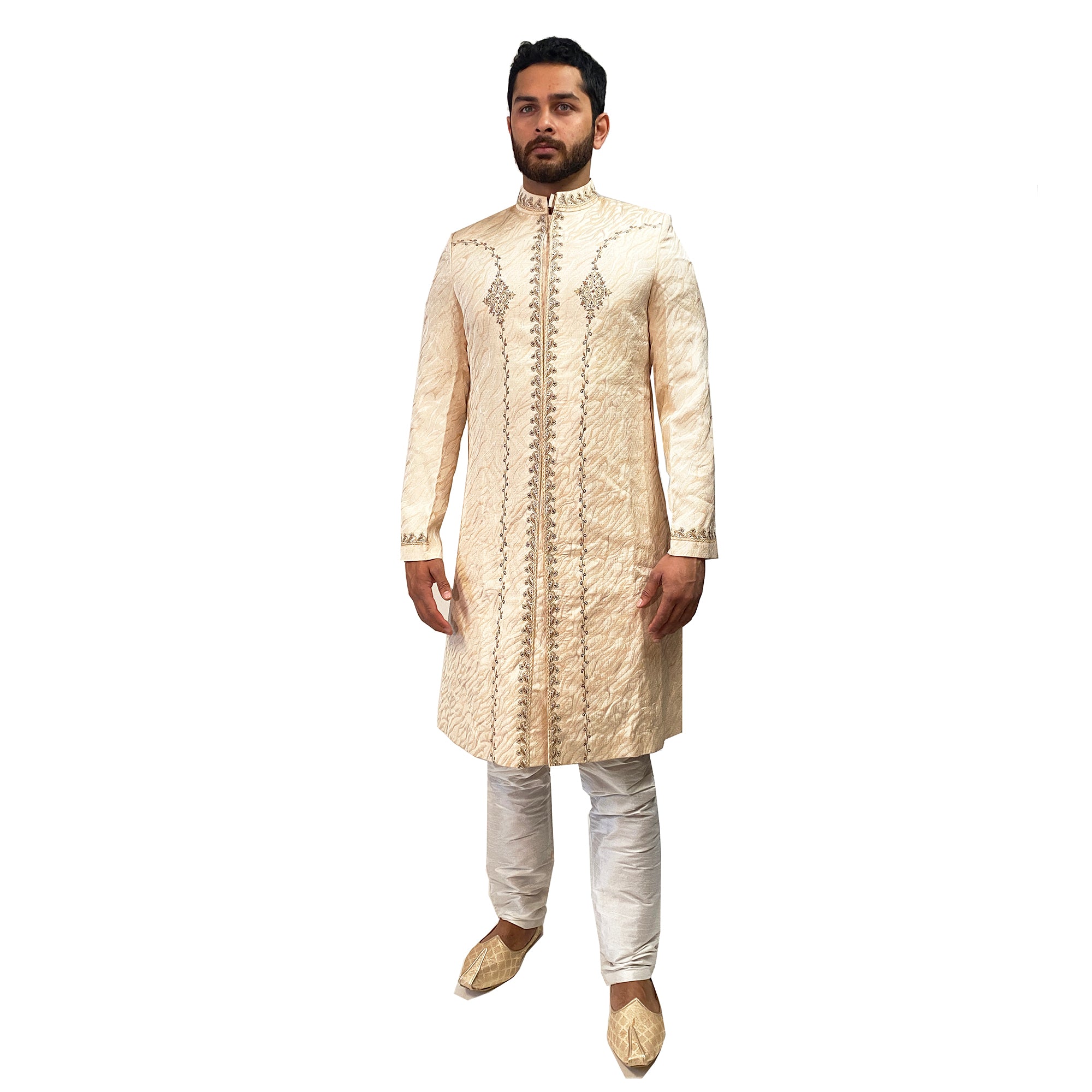 Cream Blush Sherwani - Vintage India NYC