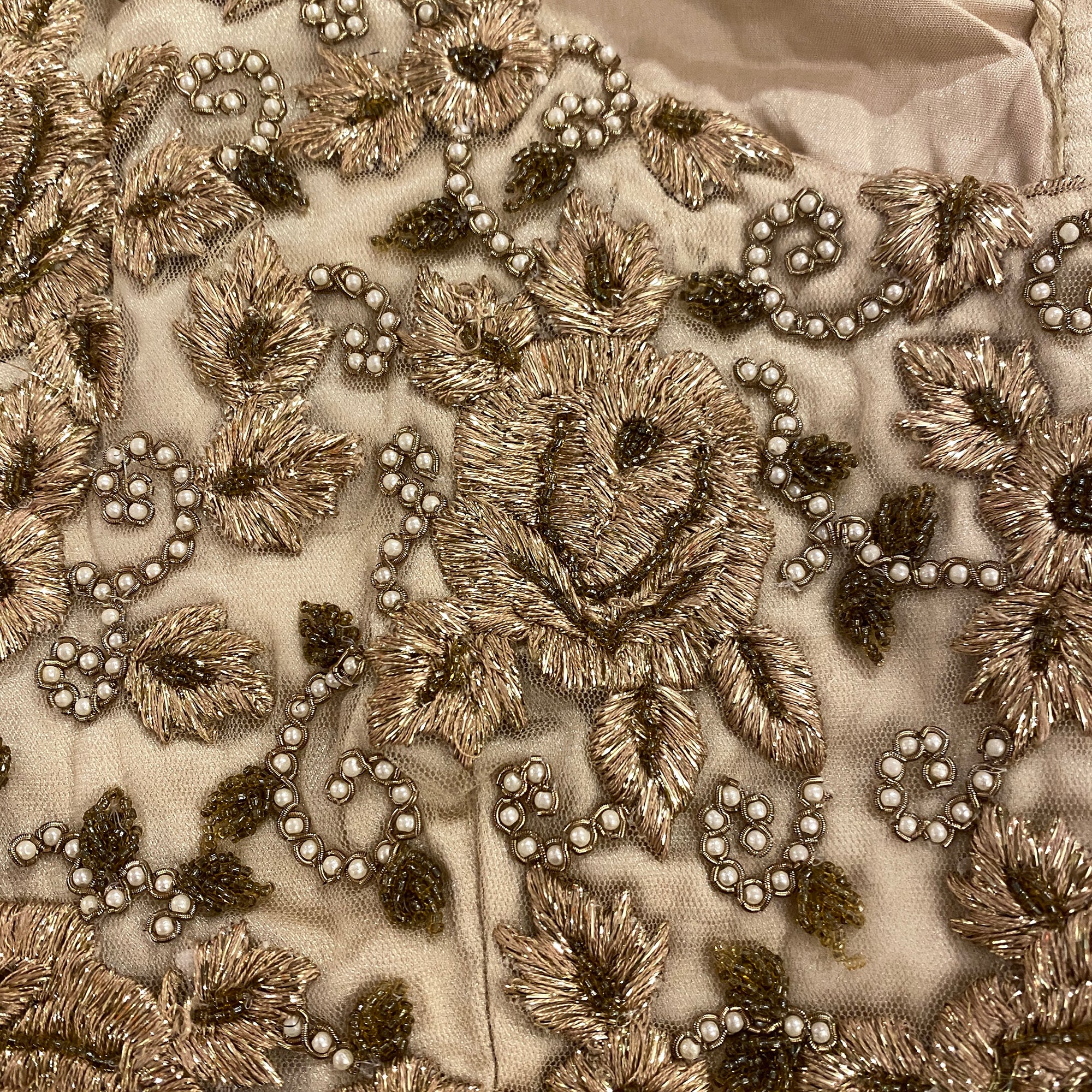Gold Silk Embroidered Choli Blouse - Vintage India NYC