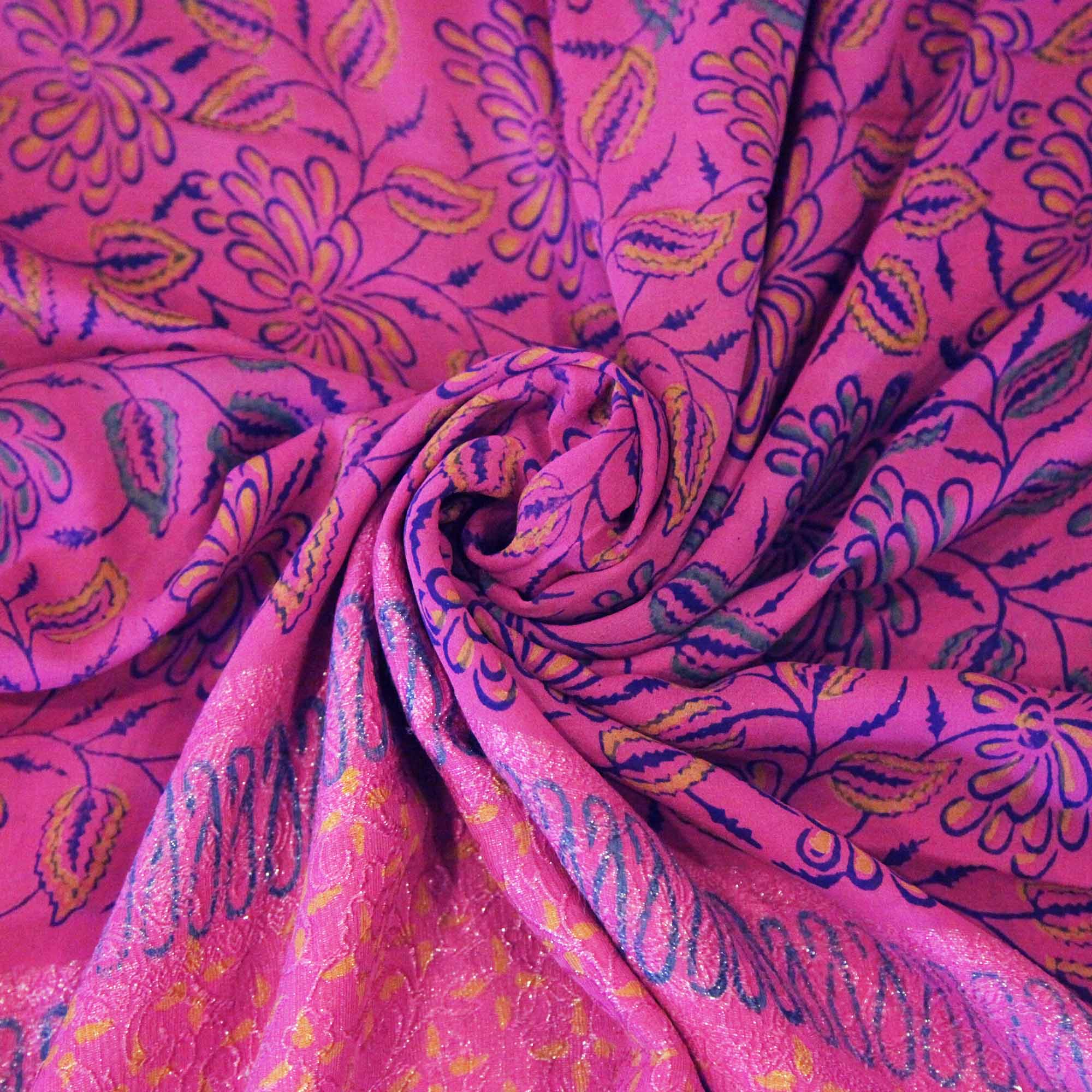 Vintage Silk Georgette Saree 1649 - Vintage India NYC