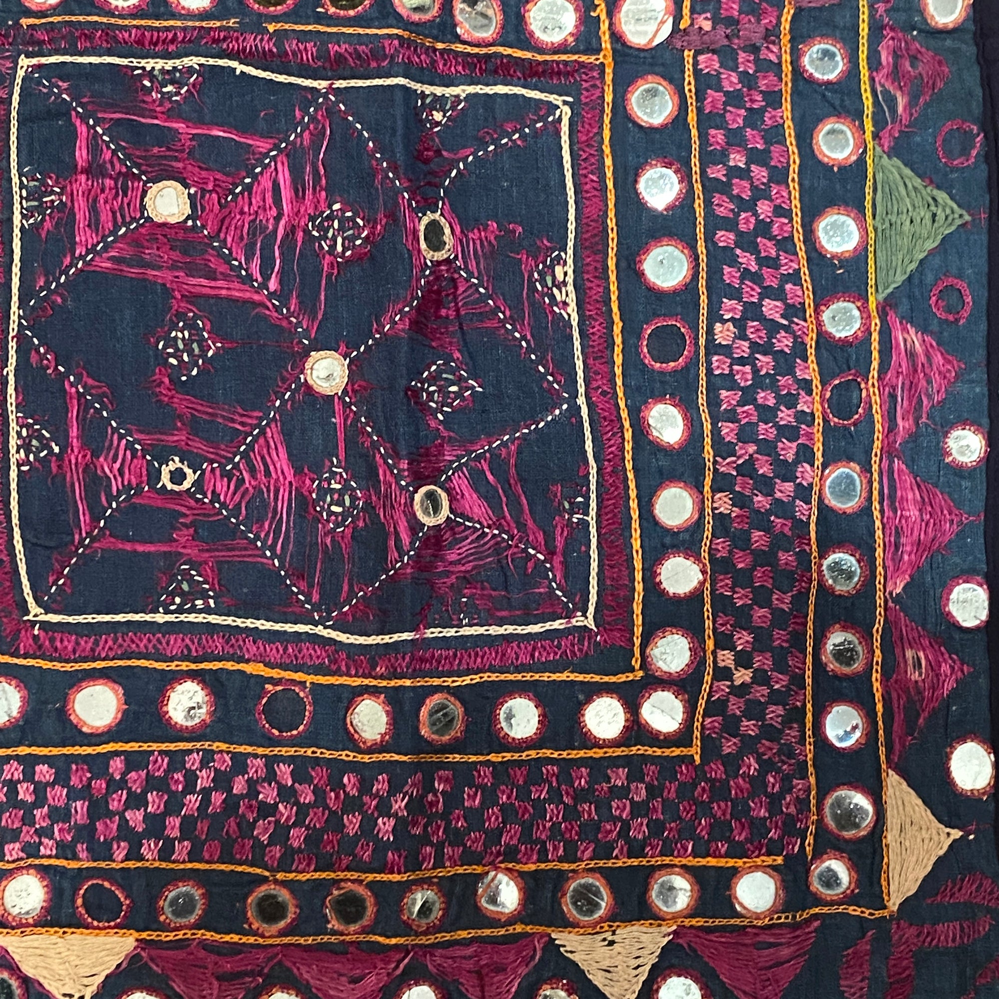Vintage Embroidered Wallhanging- 23 x 23 - Vintage India NYC