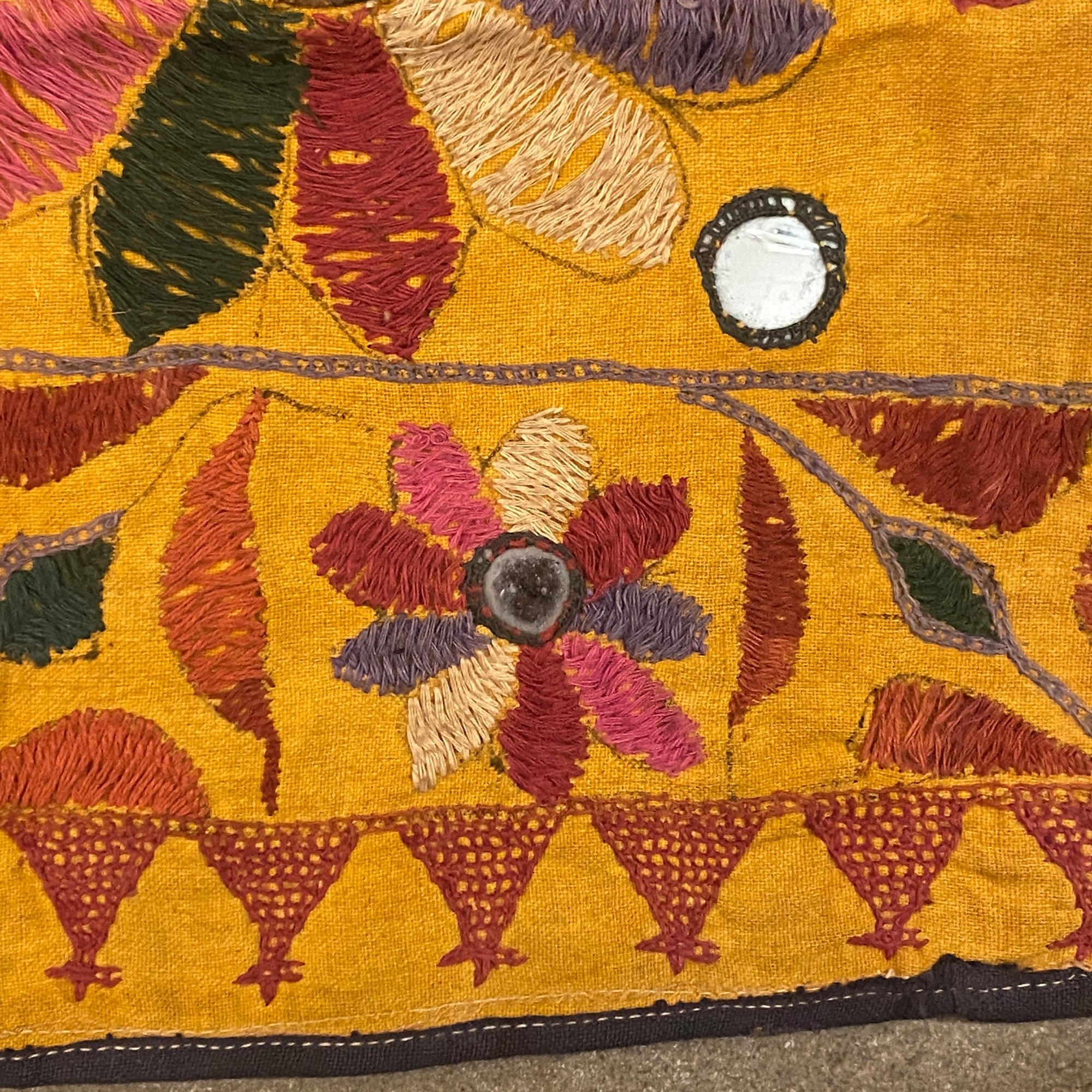 Vintage Embroidered Wallhanging-24 x 24 - Vintage India NYC