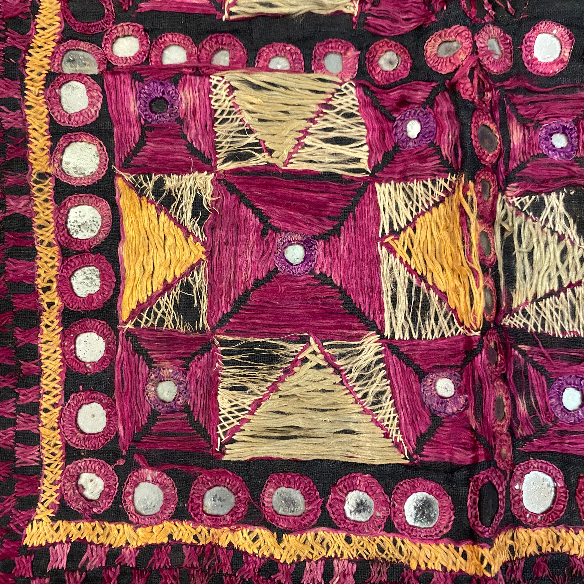 Vintage Embroidered Wallhanging-24 x 24 - Vintage India NYC