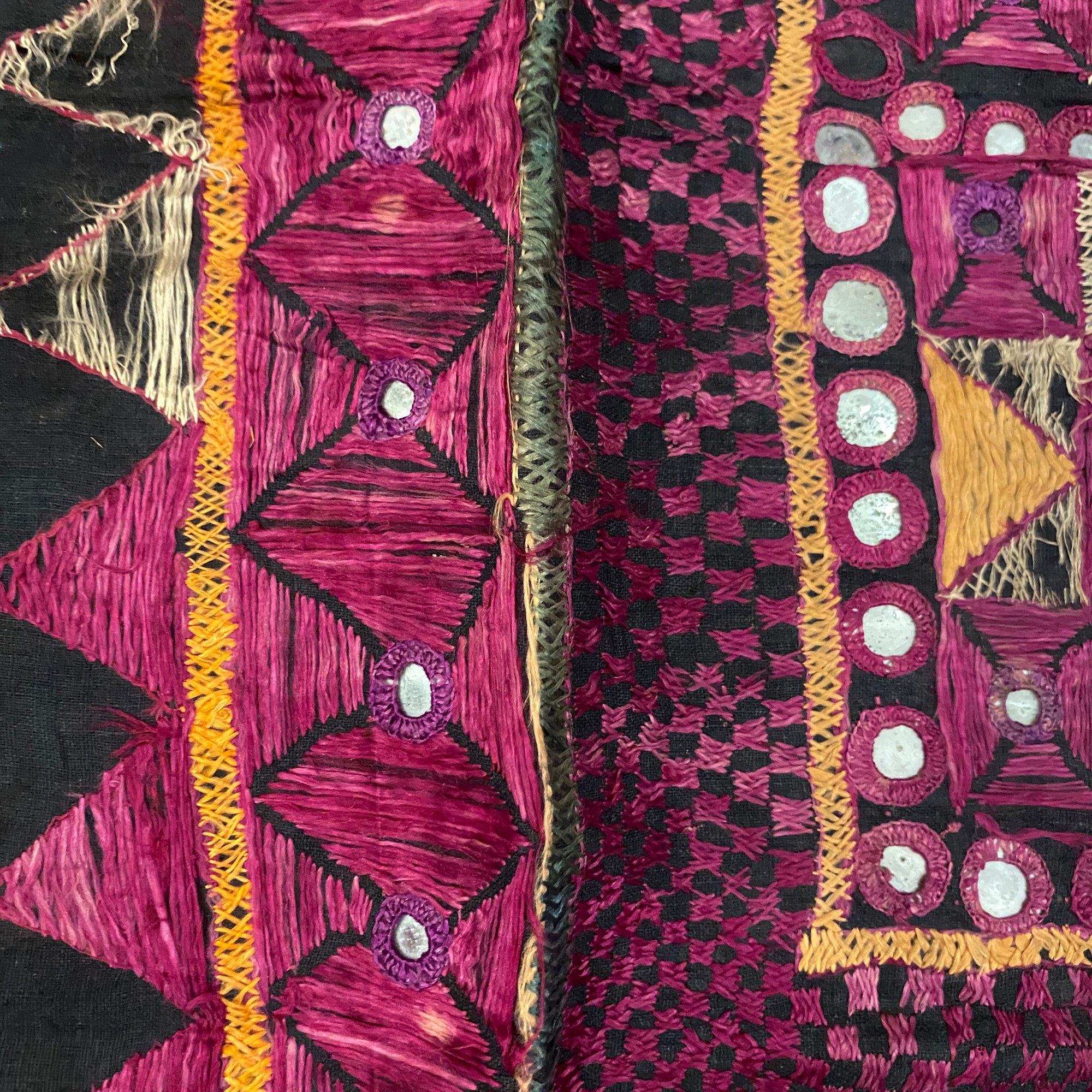 Vintage Embroidered Wallhanging-24 x 24 - Vintage India NYC