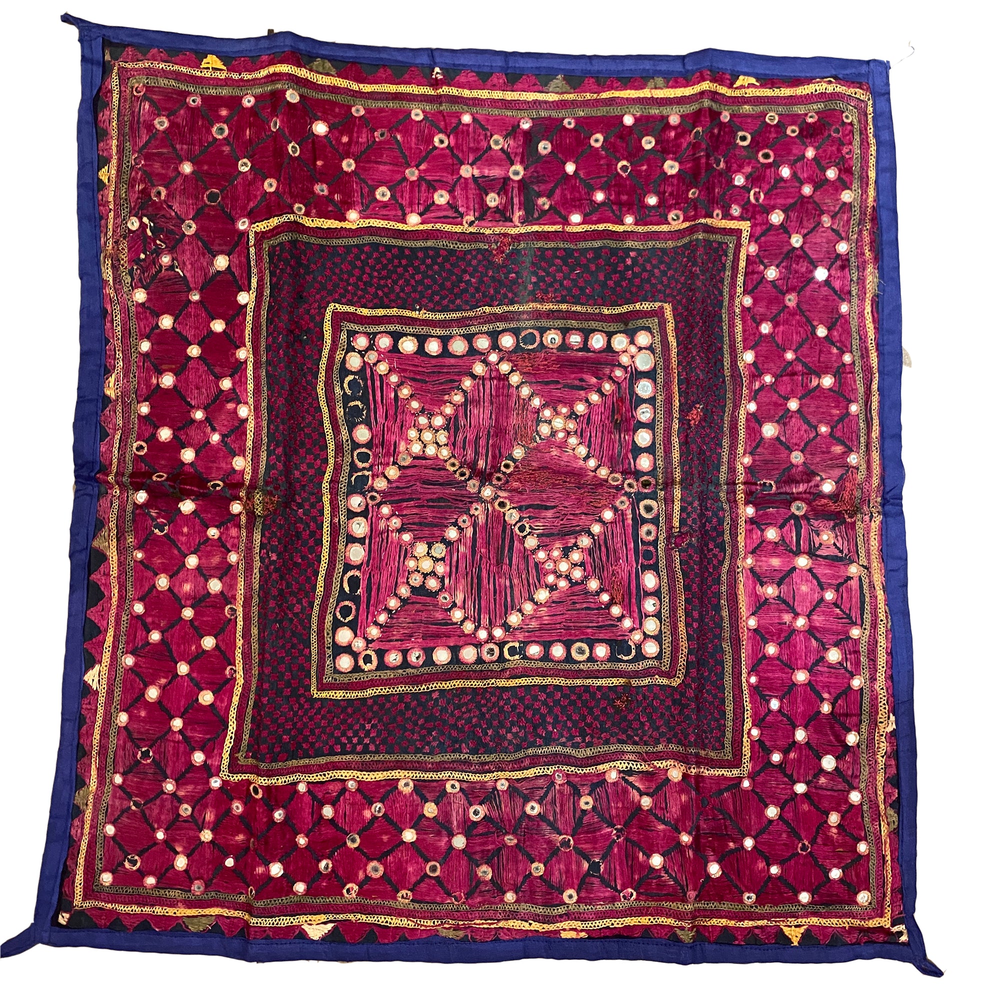 Vintage Embroidered Wallhanging-24.5 x 25.5 - Vintage India NYC