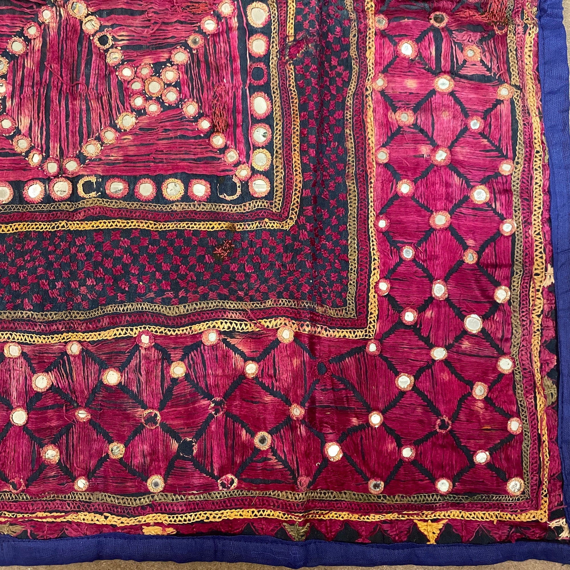 Vintage Embroidered Wallhanging-24.5 x 25.5 - Vintage India NYC