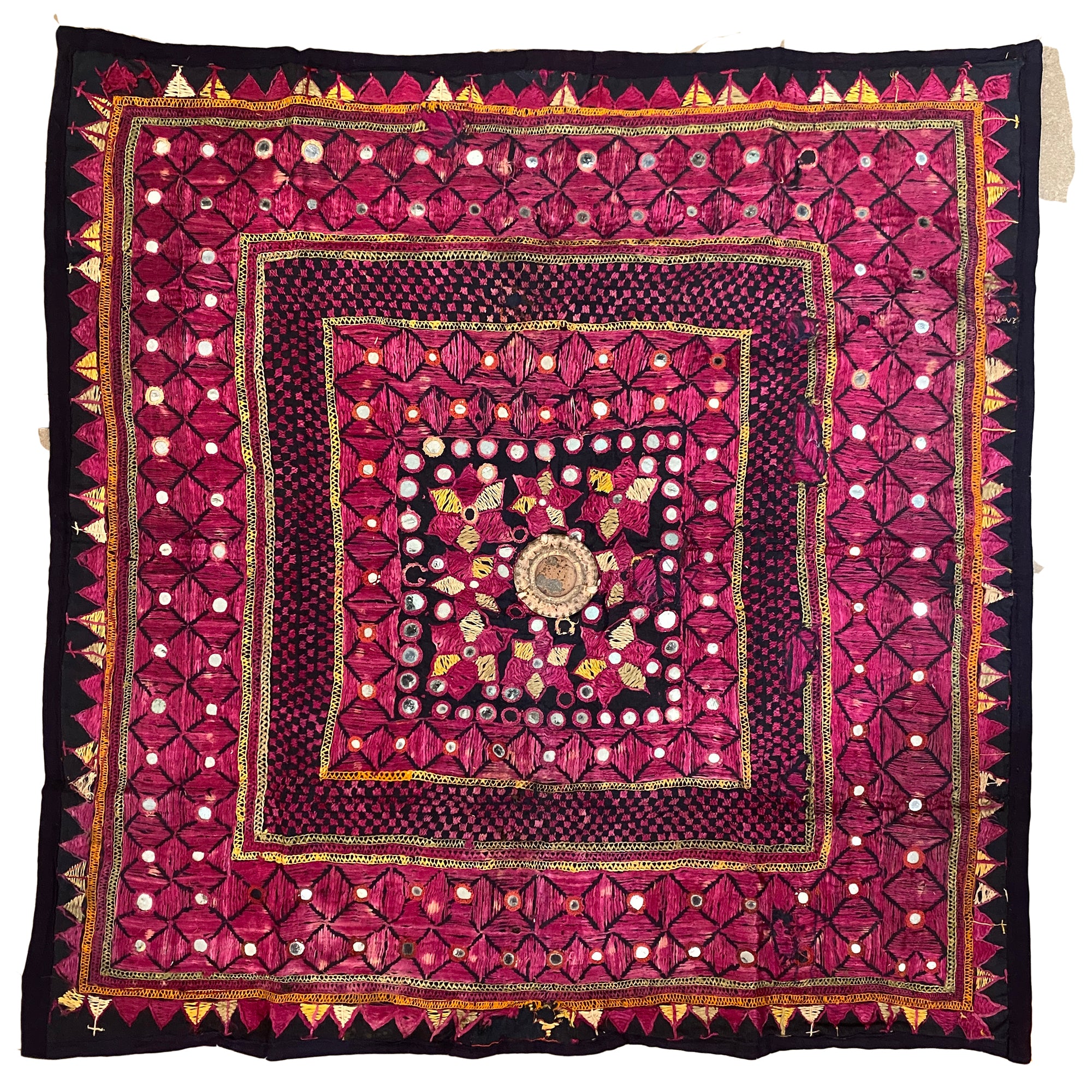 Vintage Embroidered Wallhanging-25 x 25.5 - Vintage India NYC