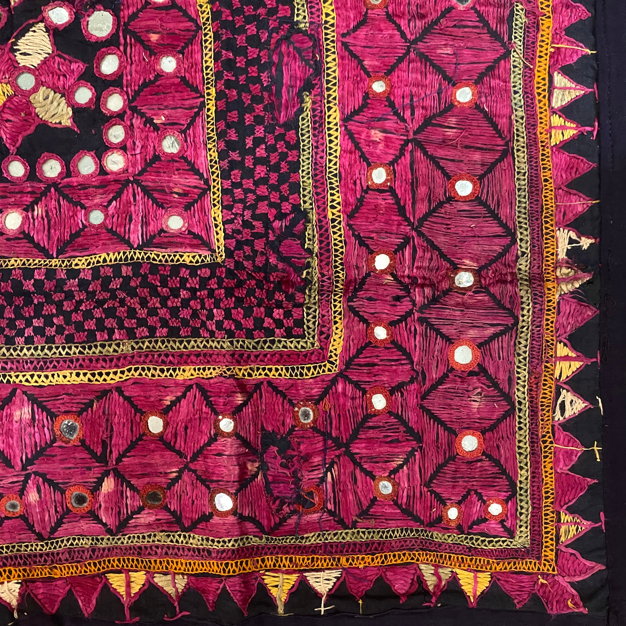 Vintage Embroidered Wallhanging-25 x 25.5 - Vintage India NYC