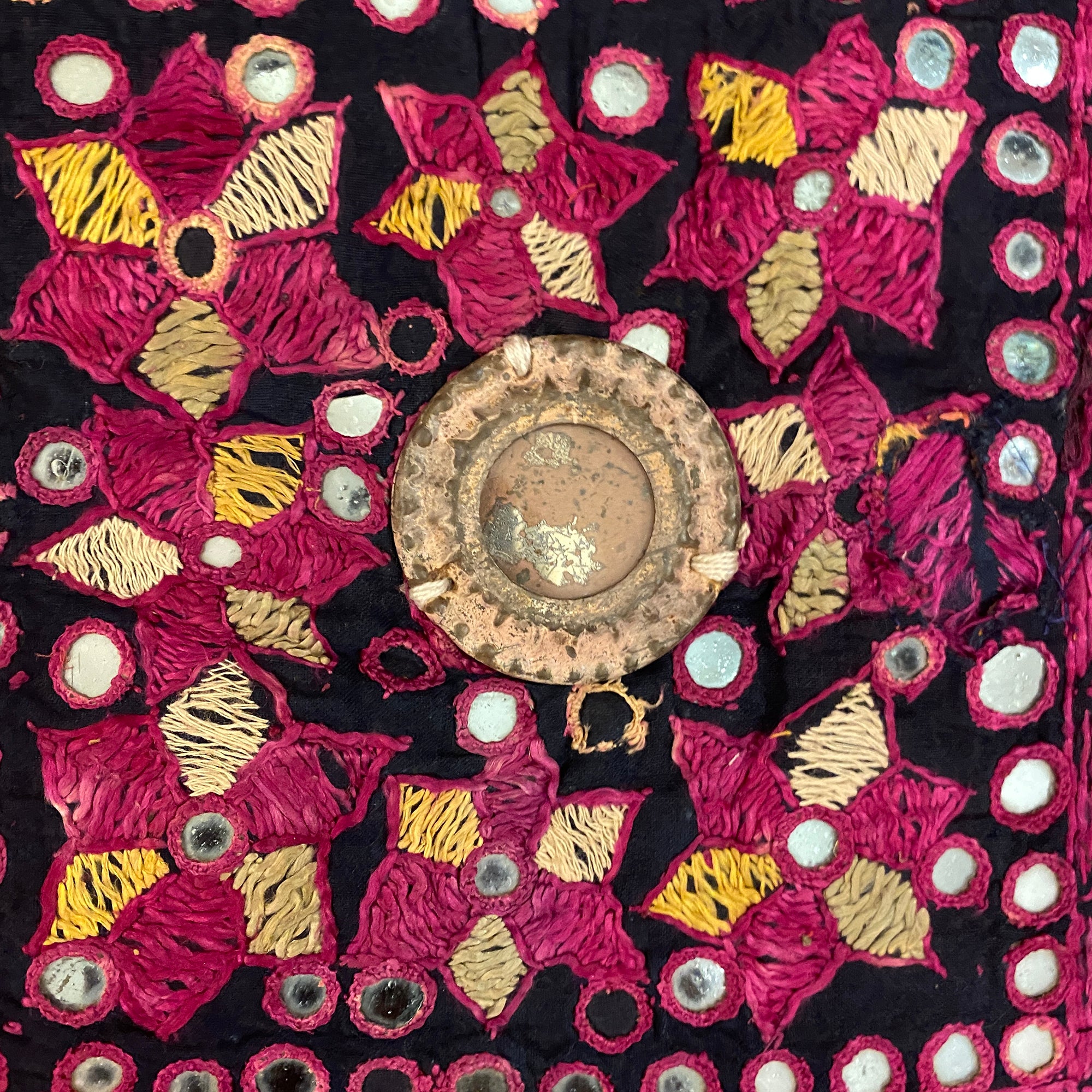 Vintage Embroidered Wallhanging-25 x 25.5 - Vintage India NYC