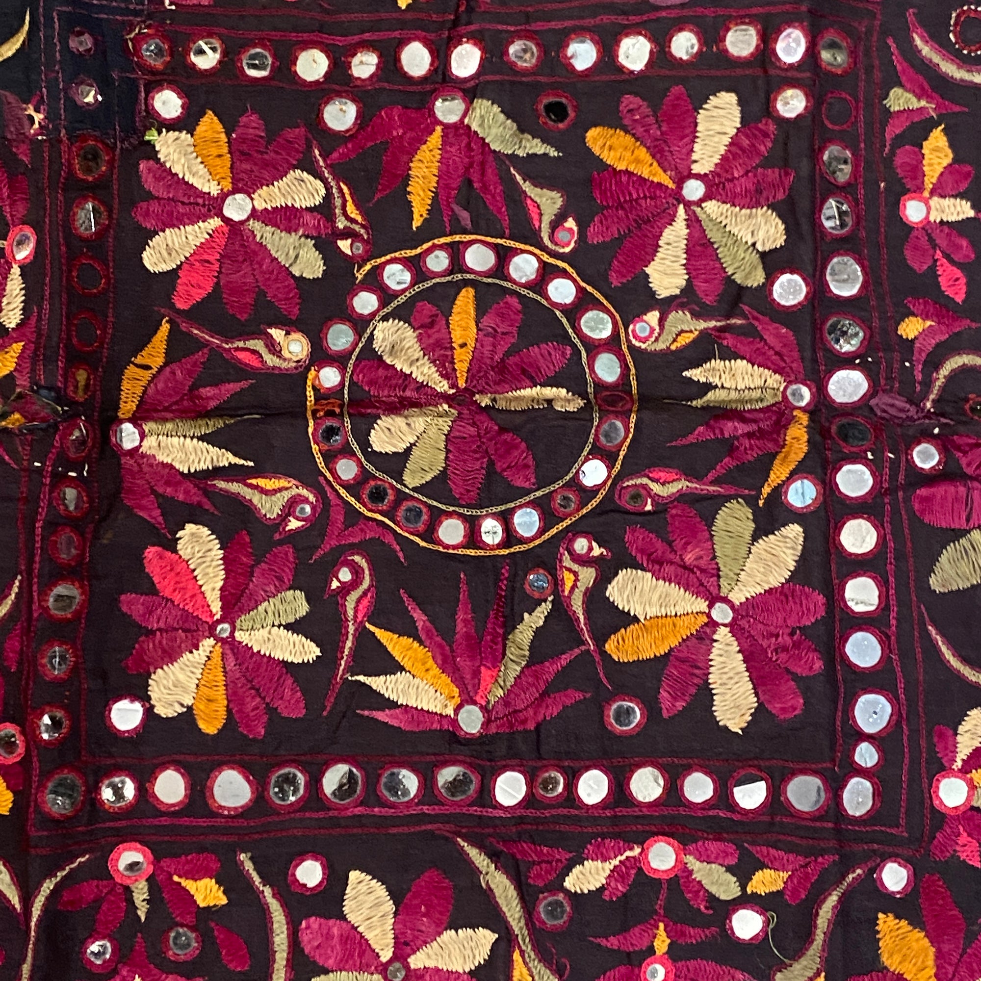 Vintage Embroidered Wallhanging-26 x 26 - Vintage India NYC