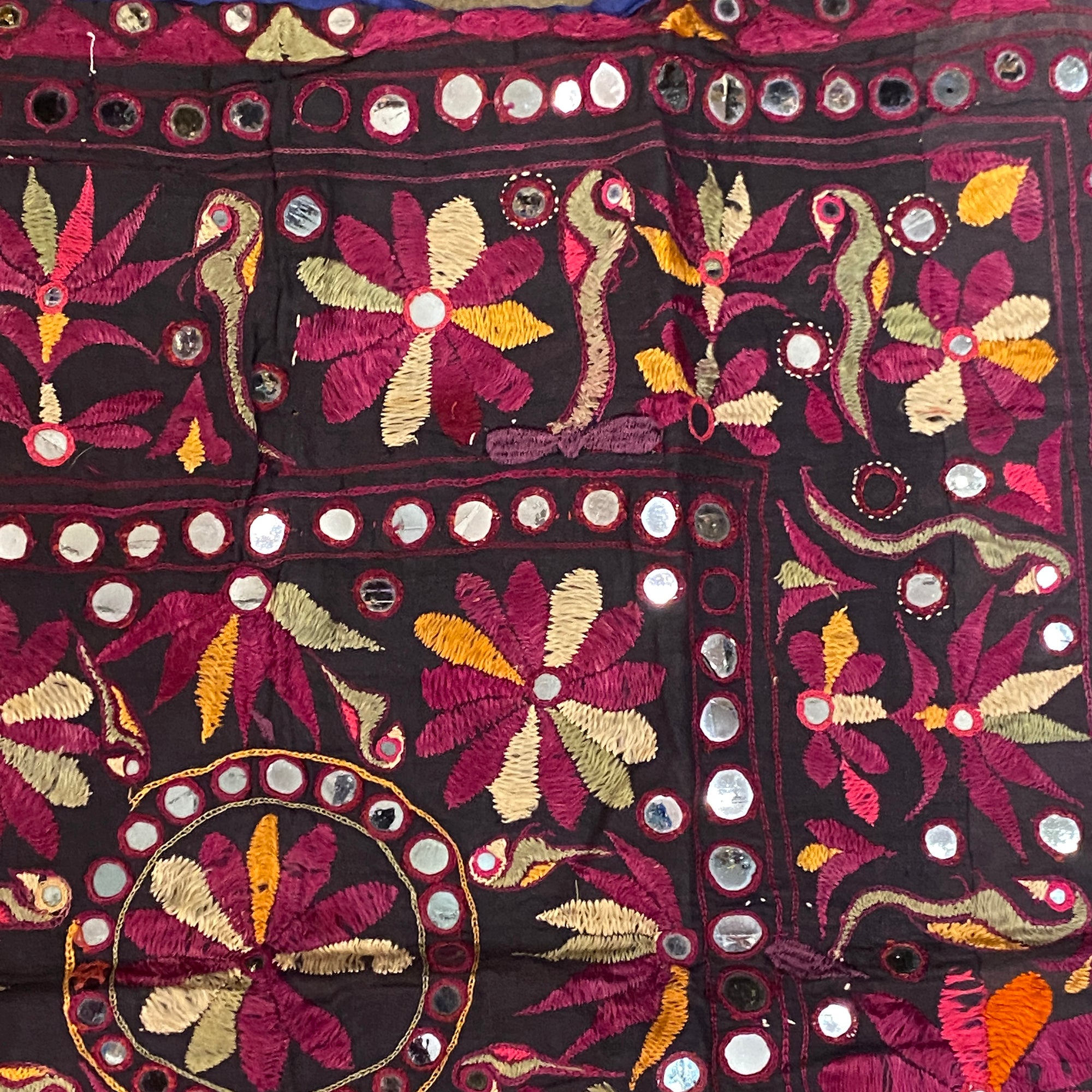 Vintage Embroidered Wallhanging-26 x 26 - Vintage India NYC