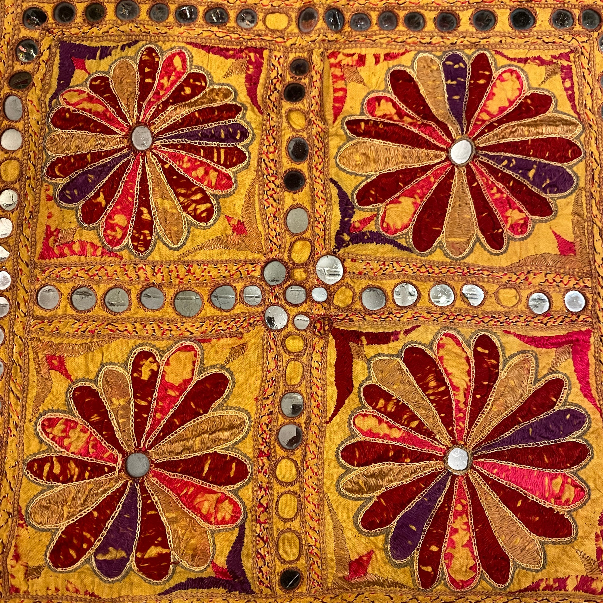 Vintage Embroidered Wallhanging-28 x 30 - Vintage India NYC