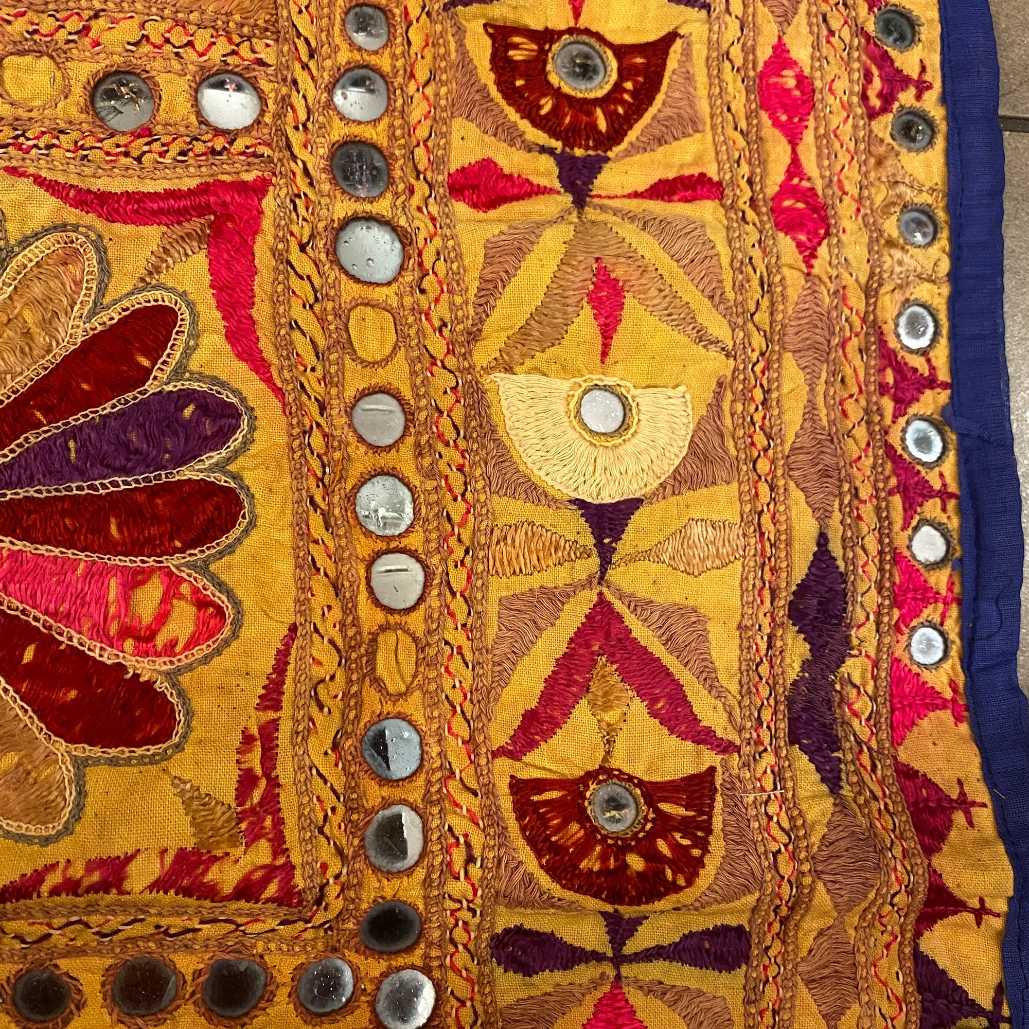 Vintage Embroidered Wallhanging-28 x 30 - Vintage India NYC