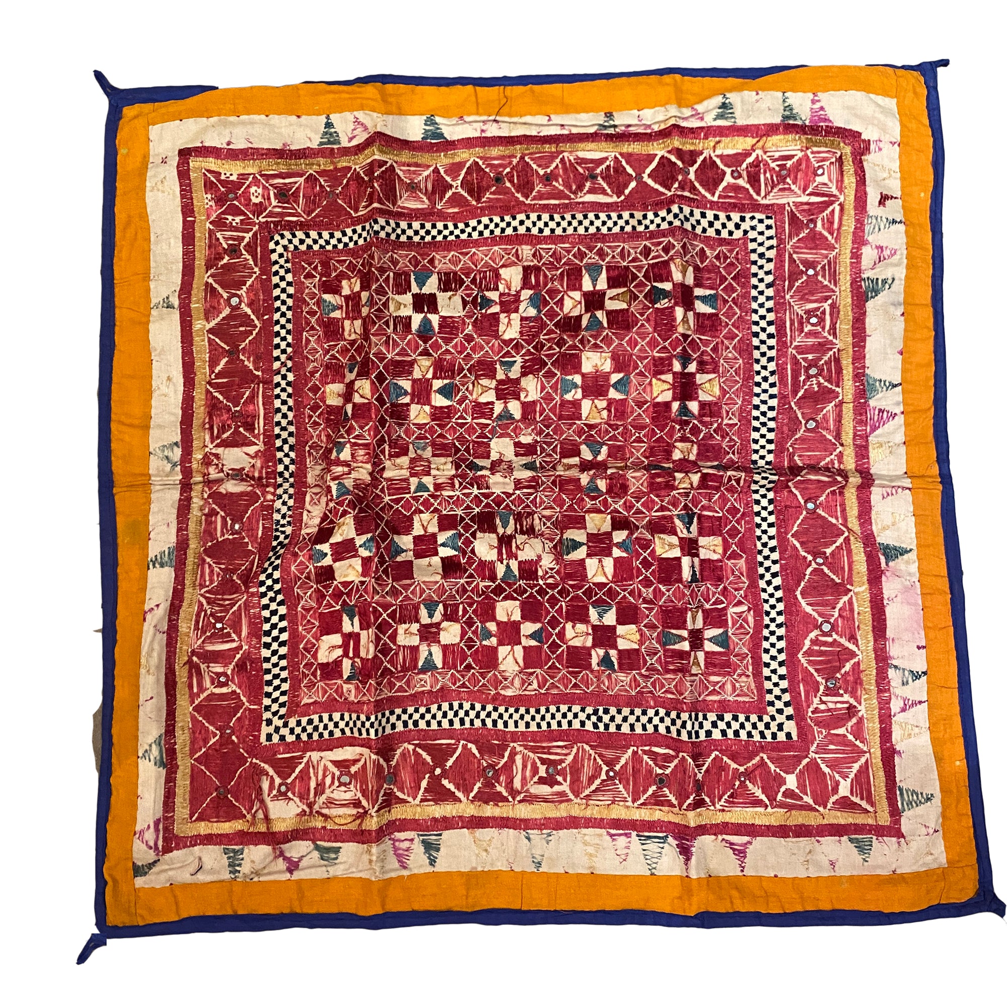 Vintage Embroidered Wallhanging- 29x29 - Vintage India NYC