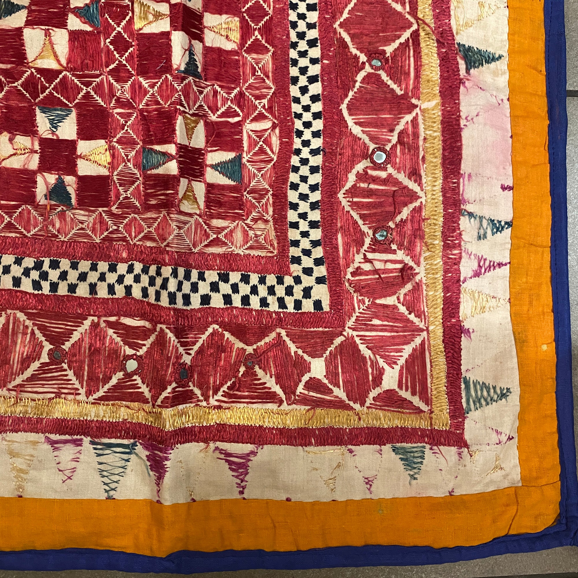 Vintage Embroidered Wallhanging- 29x29 - Vintage India NYC