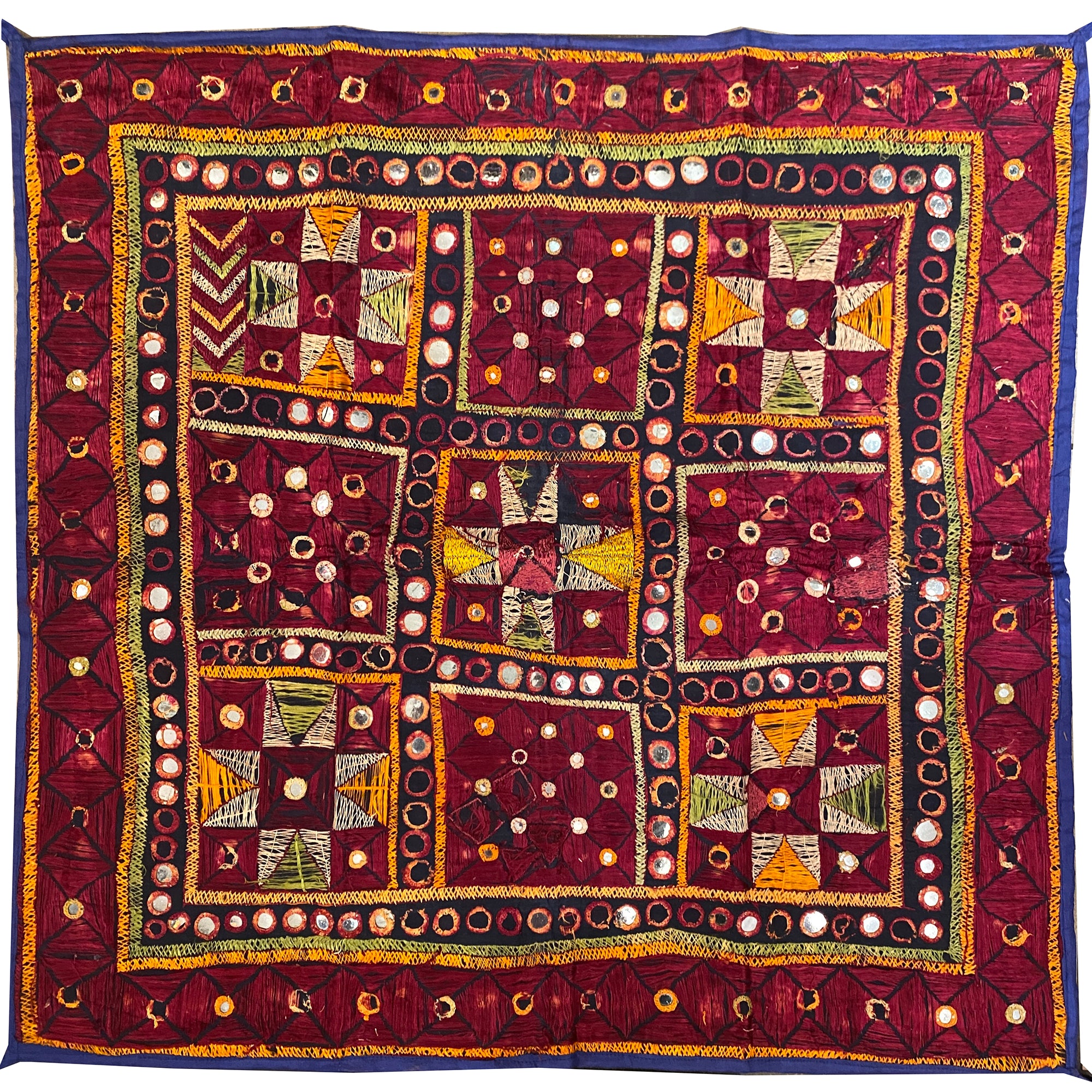 Vintage Embroidered Wallhanging-32 x 30 - Vintage India NYC