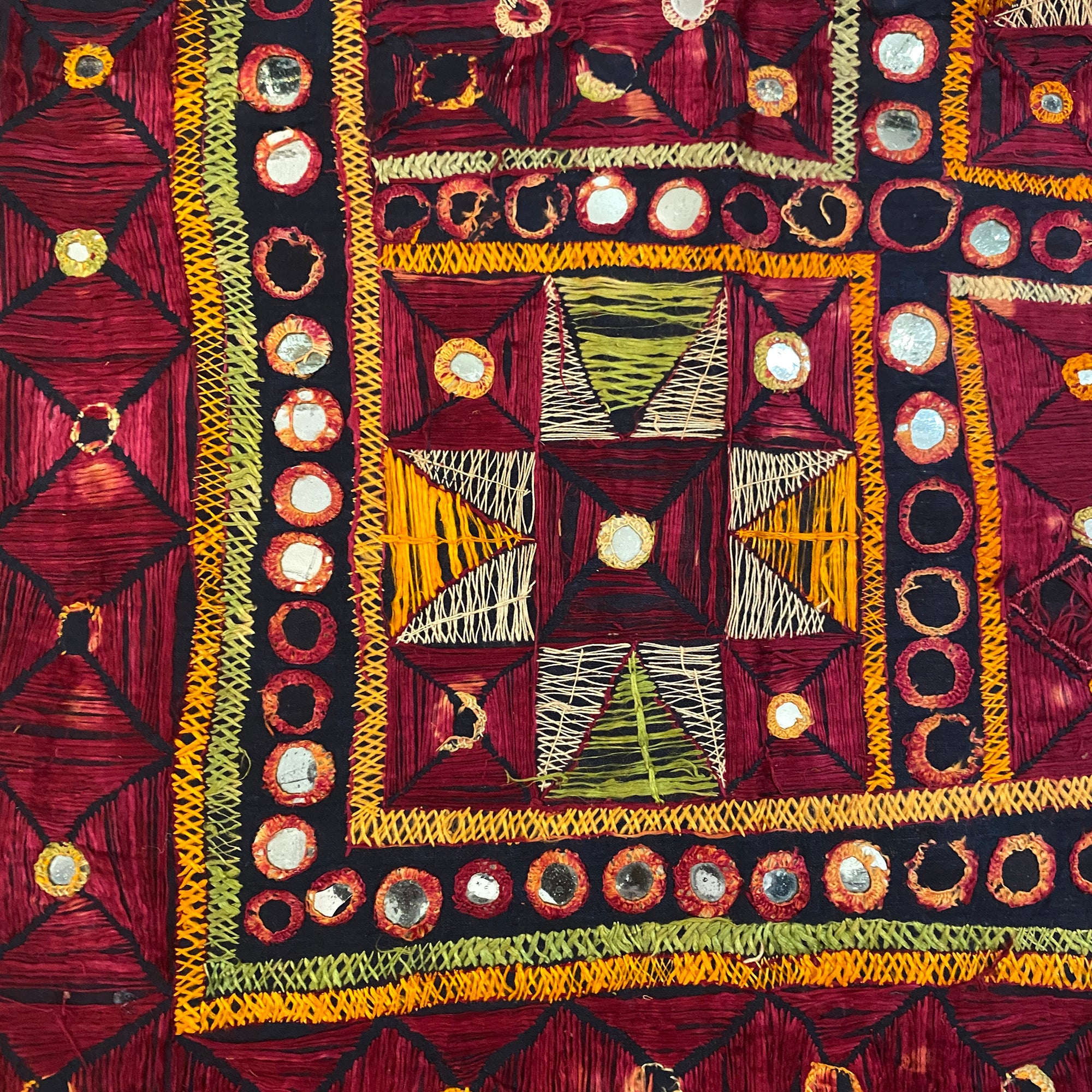 Vintage Embroidered Wallhanging-32 x 30 - Vintage India NYC