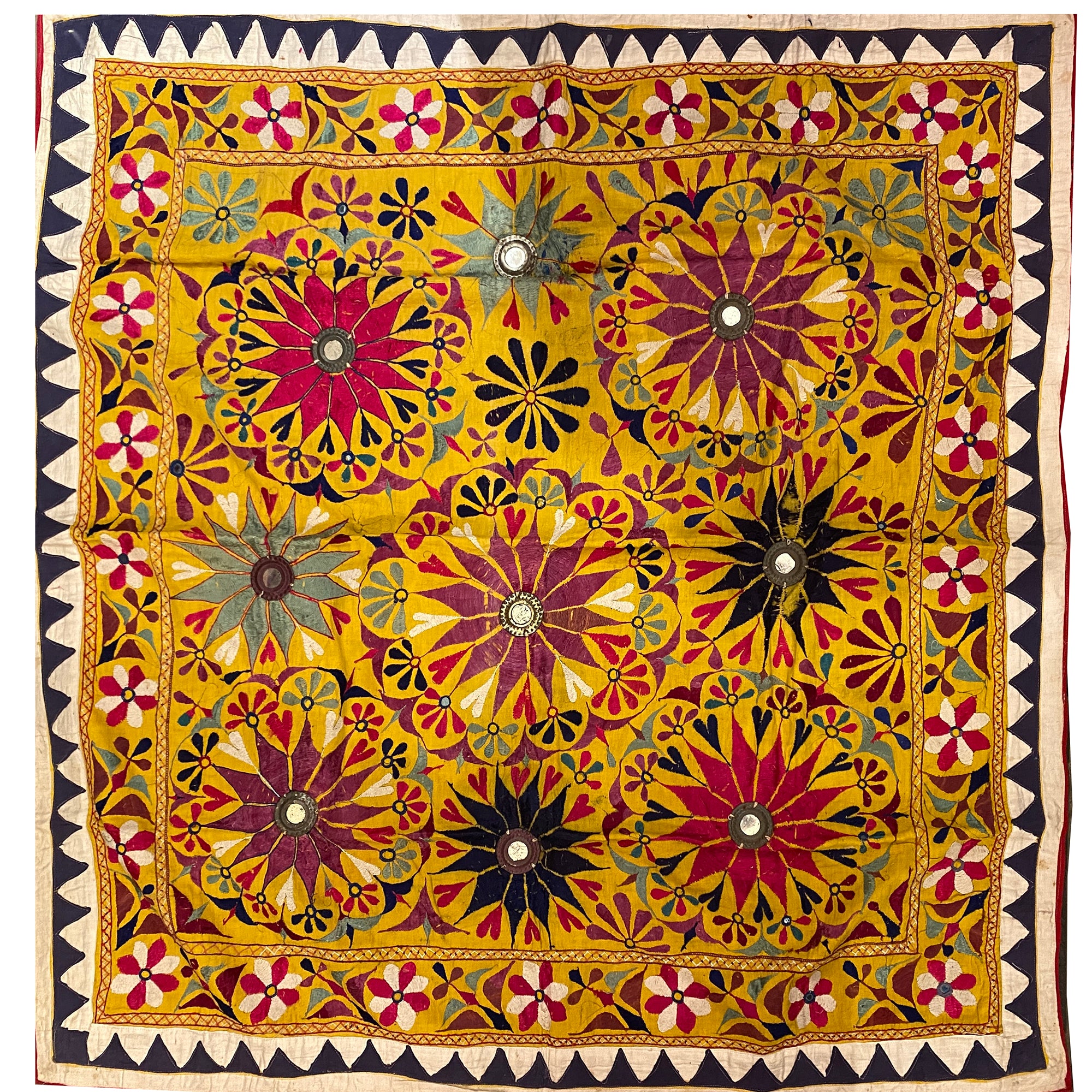 Vintage Embroidered Wallhanging-49 x 48 - Vintage India NYC