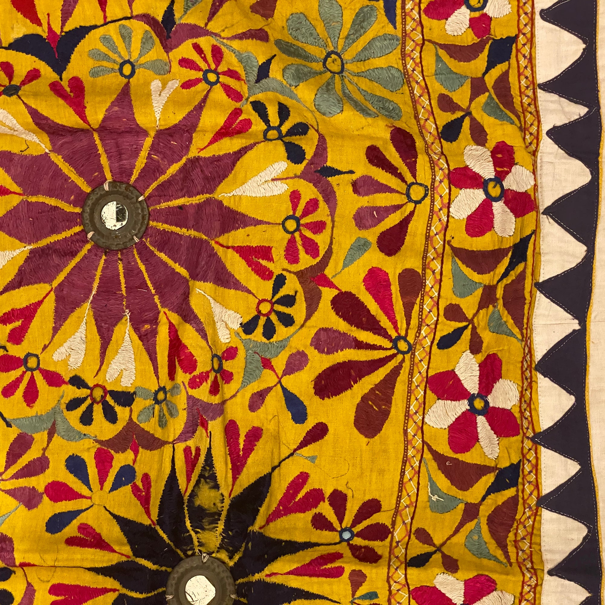 Vintage Embroidered Wallhanging-49 x 48 - Vintage India NYC