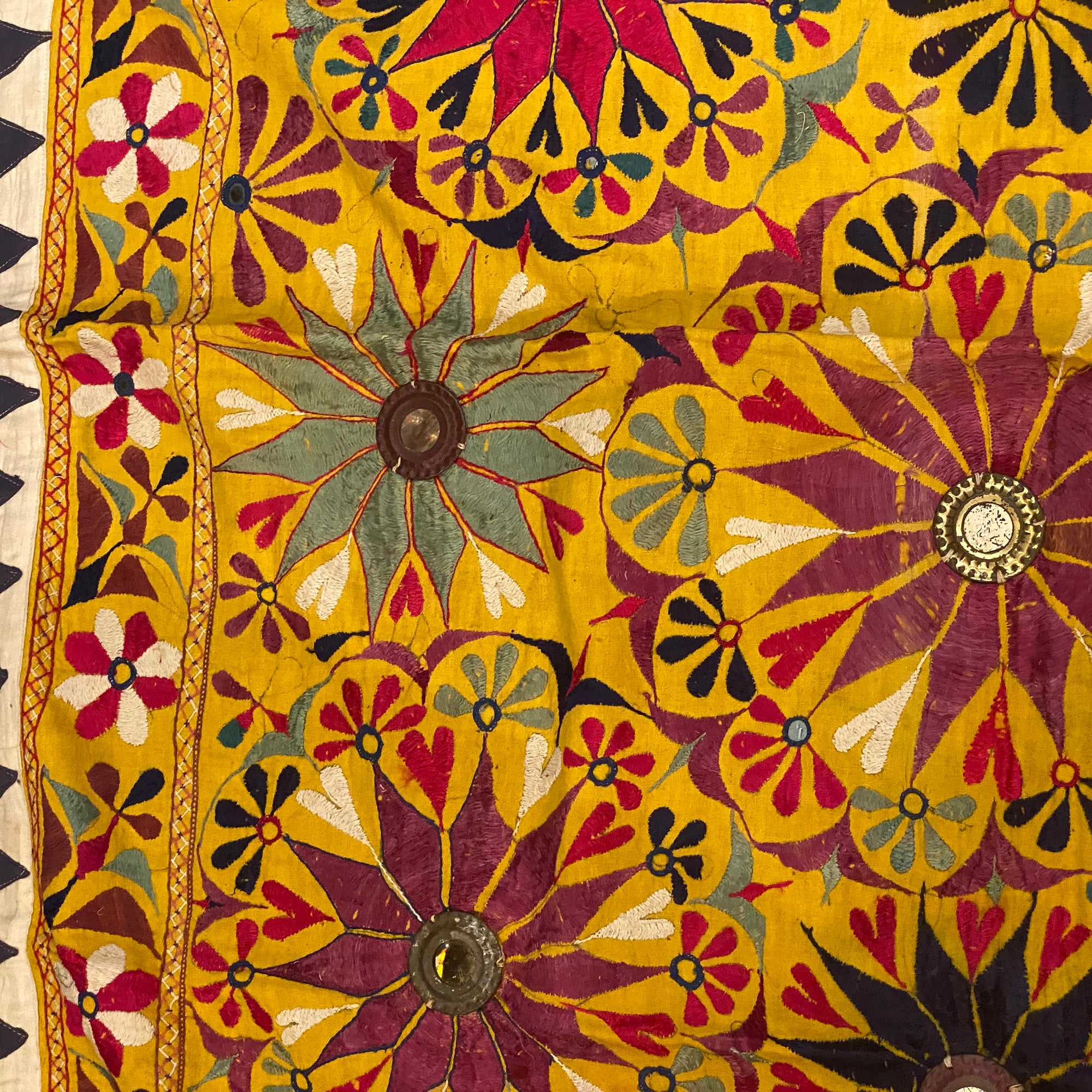 Vintage Embroidered Wallhanging-49 x 48 - Vintage India NYC