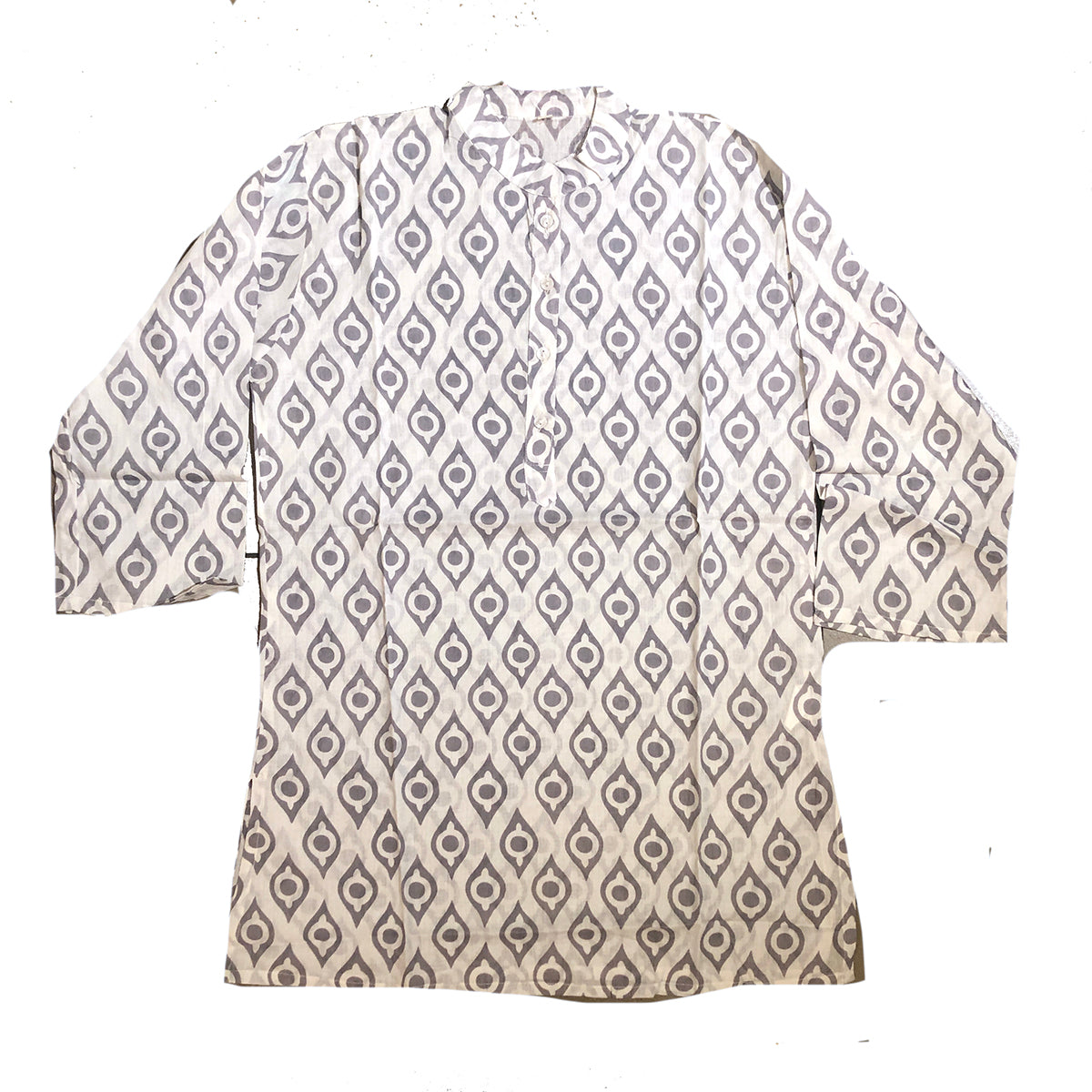 VR White Grey Motif Kurti - Vintage India NYC