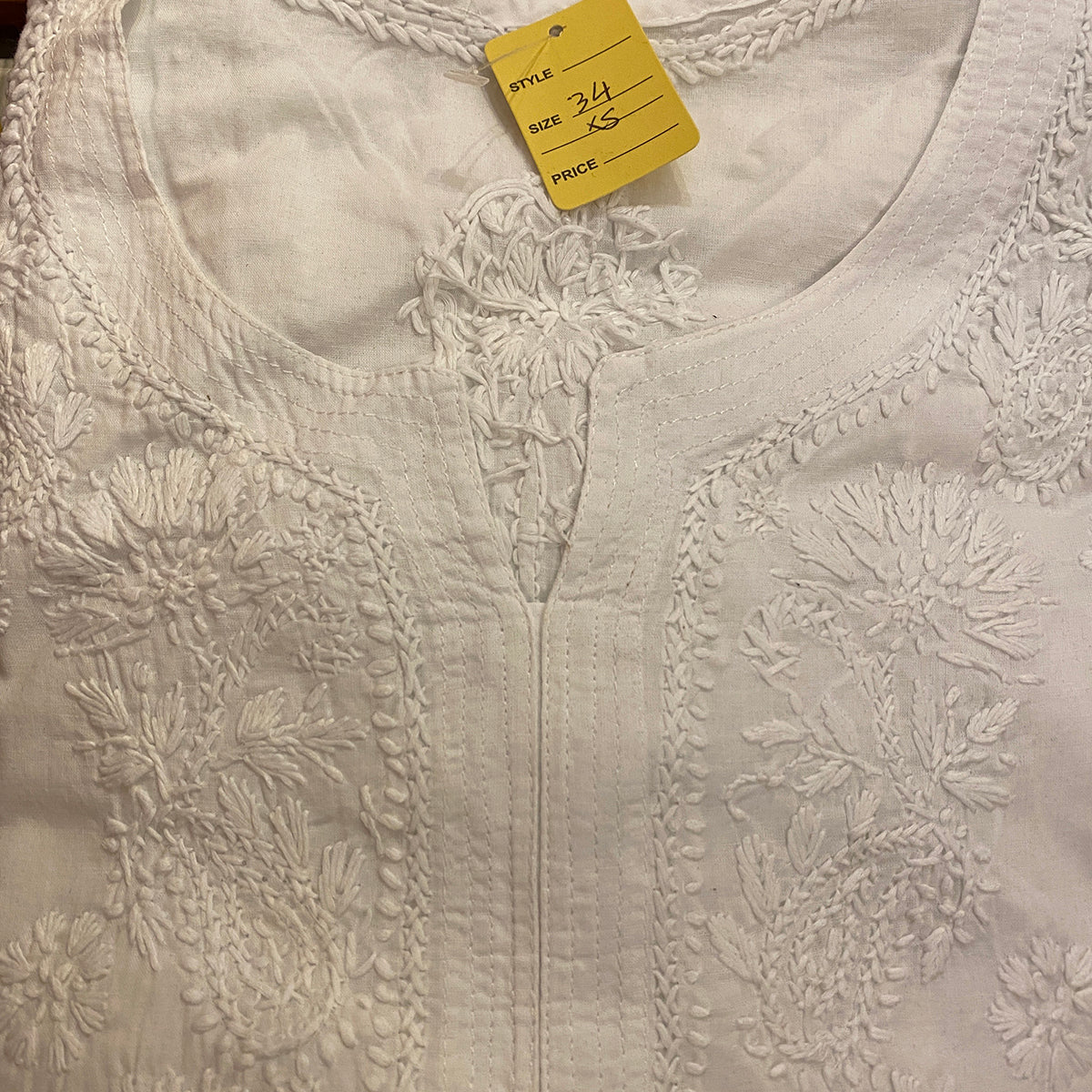 AR Short Embroidered Cotton Tunic Kurti-XS - Vintage India NYC