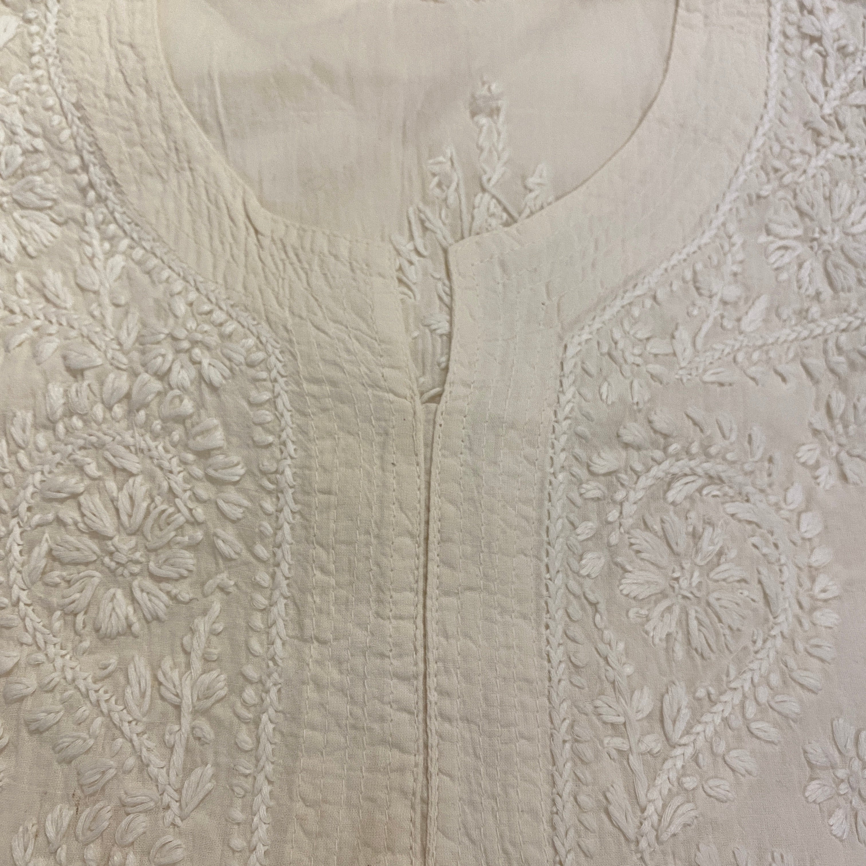AR Long Embroidered Cotton Tunic kurtis- S - Vintage India NYC