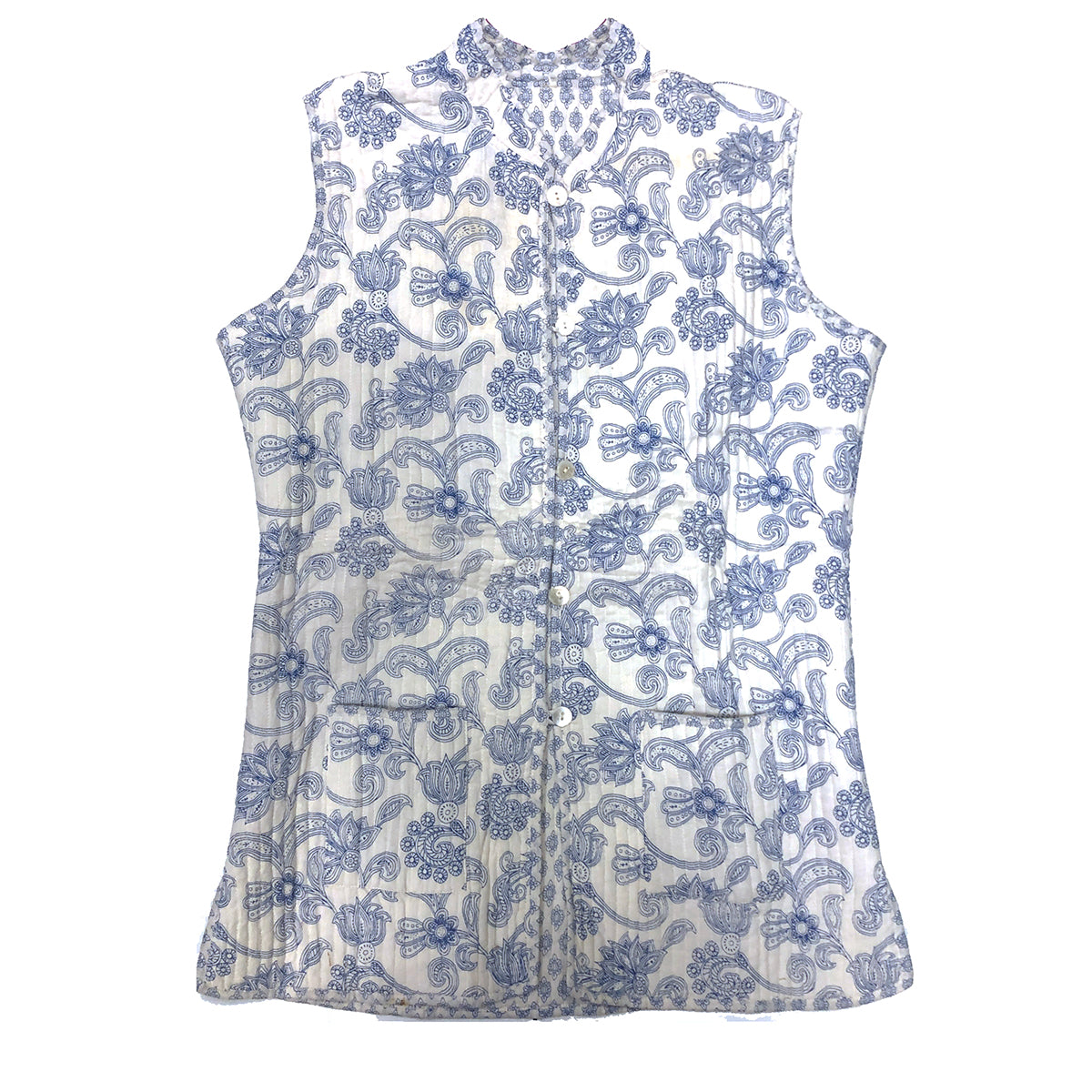 VR White & Blue Quilted Vest - Vintage India NYC