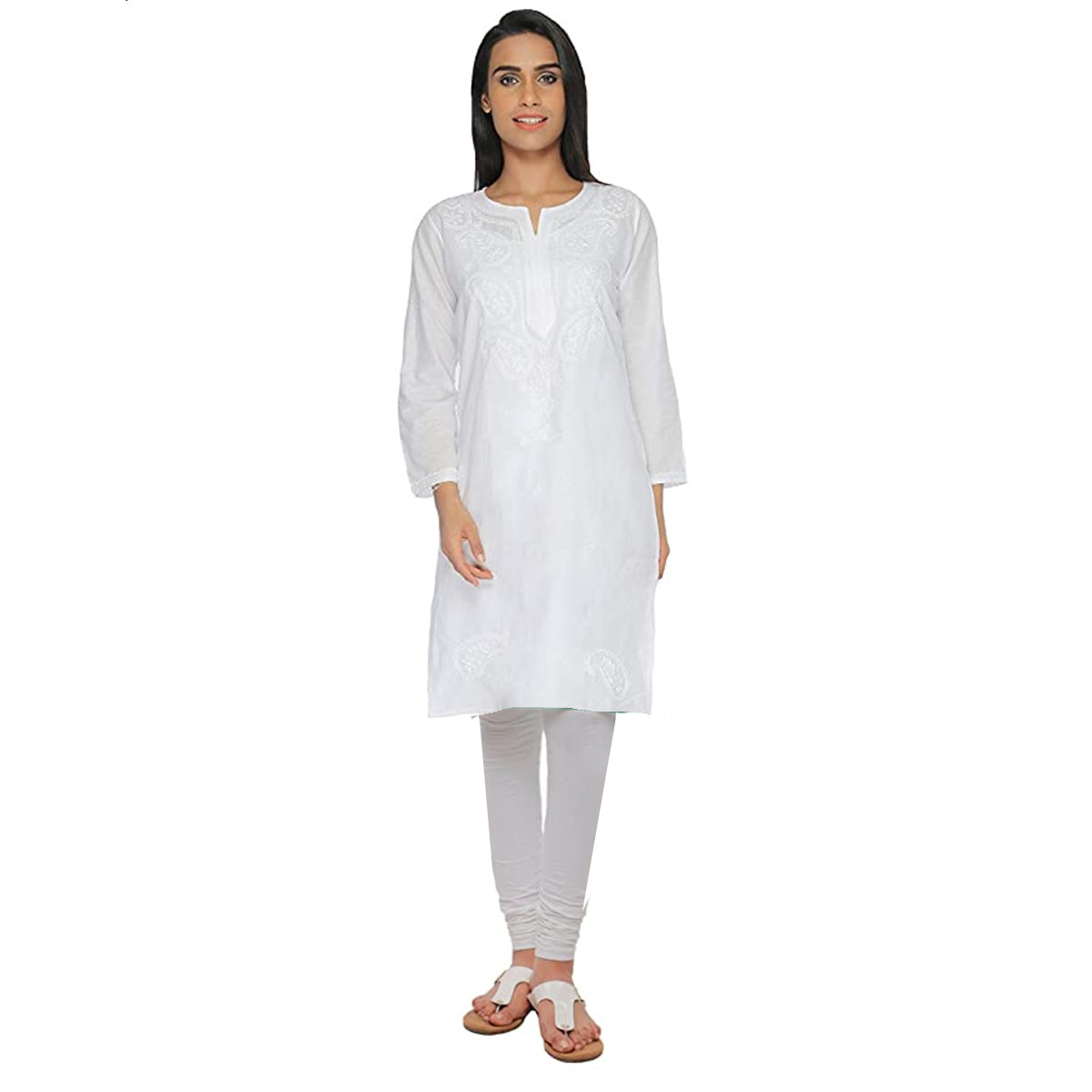 AR White Organic Cotton Kurta - Vintage India NYC