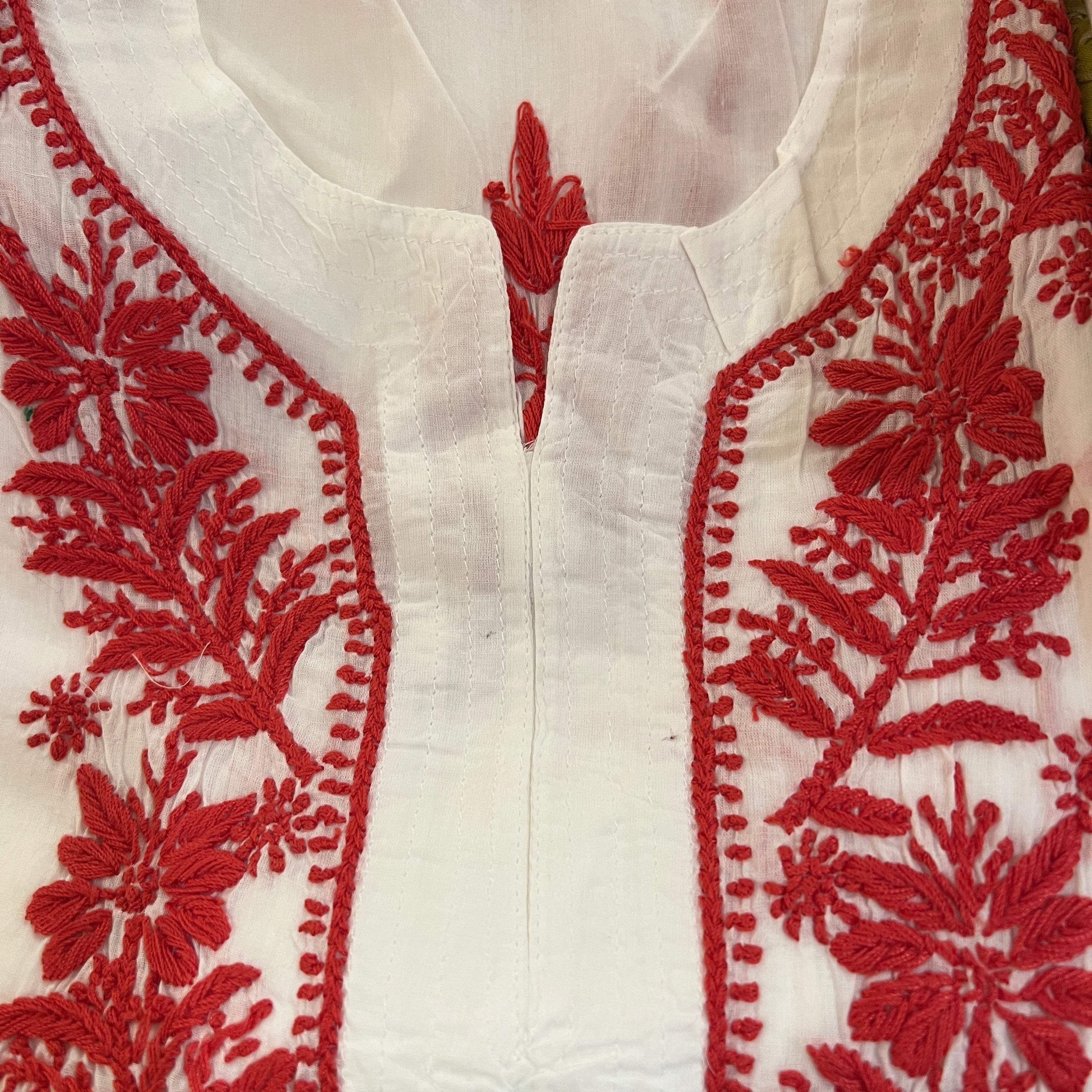 AR Short Embroidered Cotton Tunic Kurti-L - Vintage India NYC