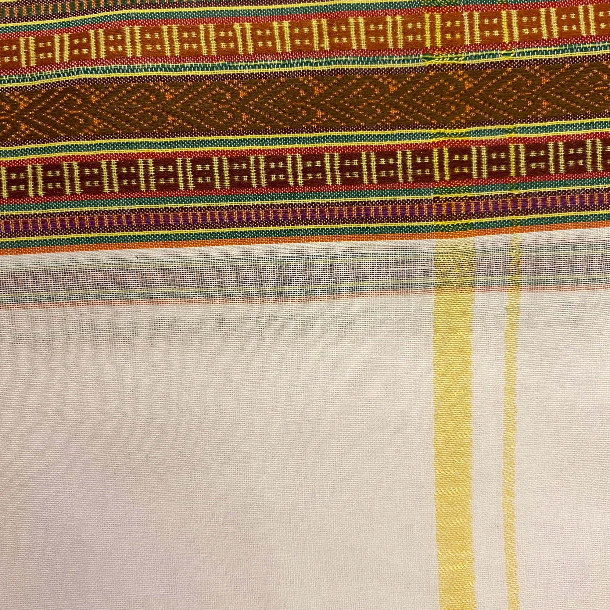 Dhotis- White Colored Borders-4 styles - Vintage India NYC