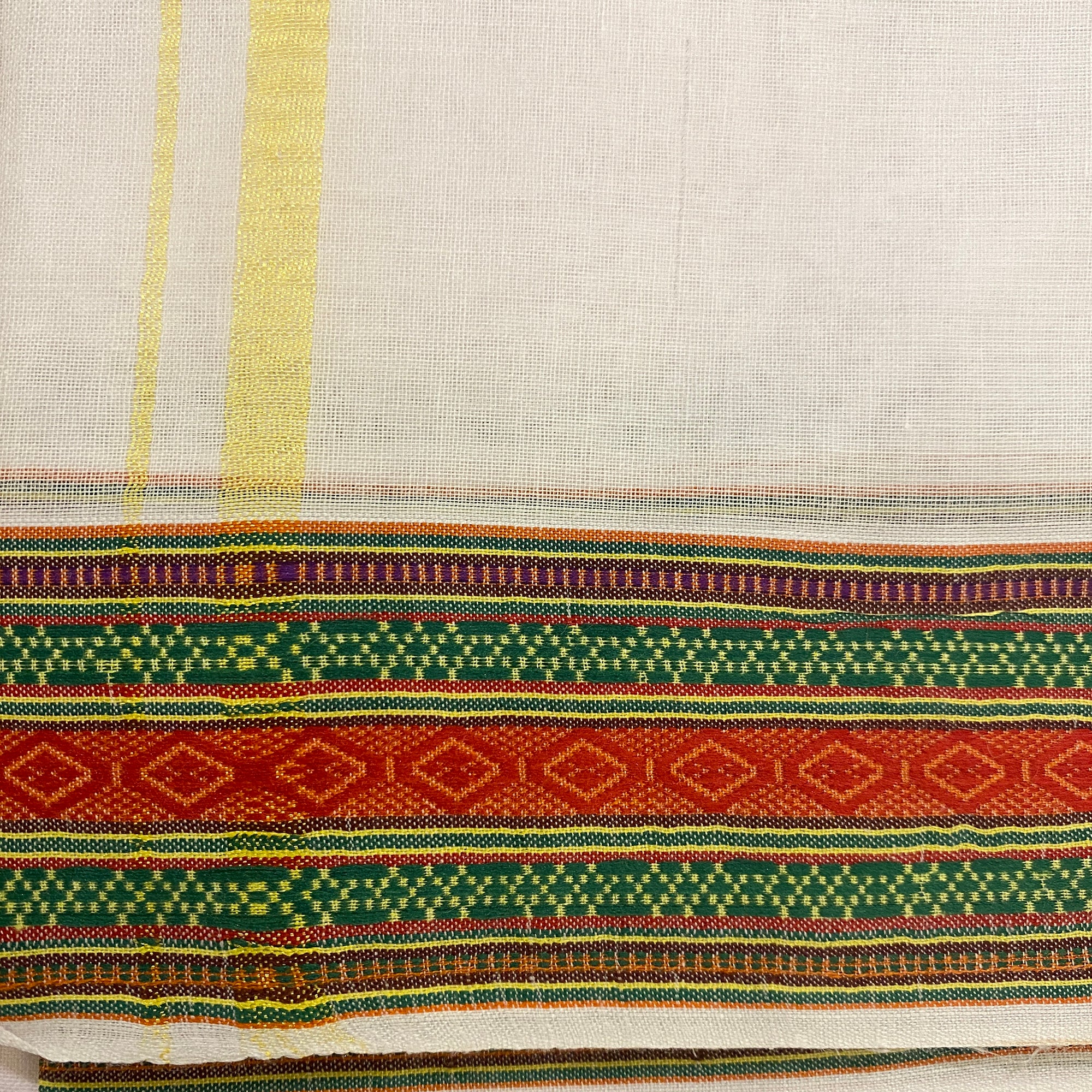 Dhotis- White Colored Borders-4 styles - Vintage India NYC