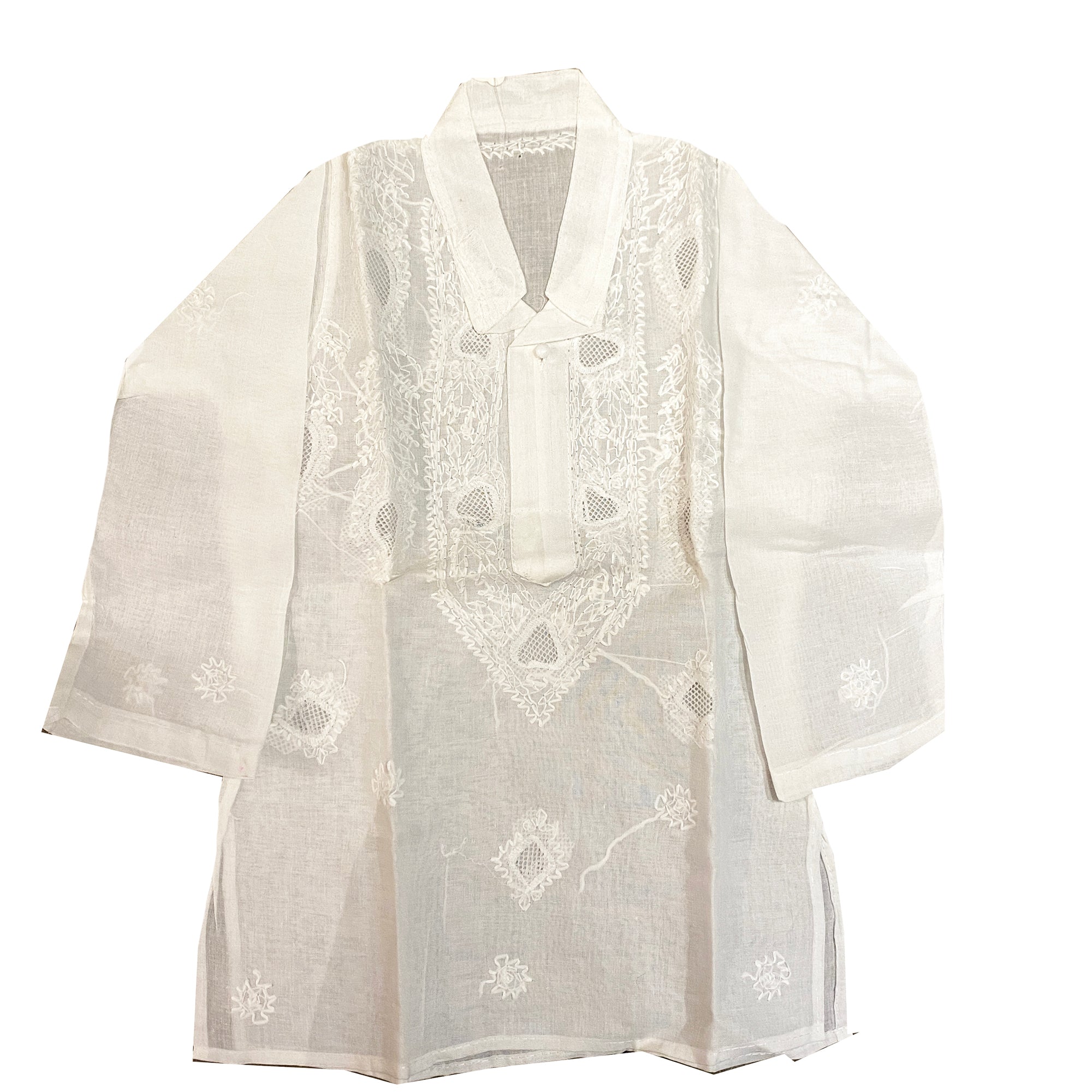 White Embroidered Long Kurtas - Vintage India NYC