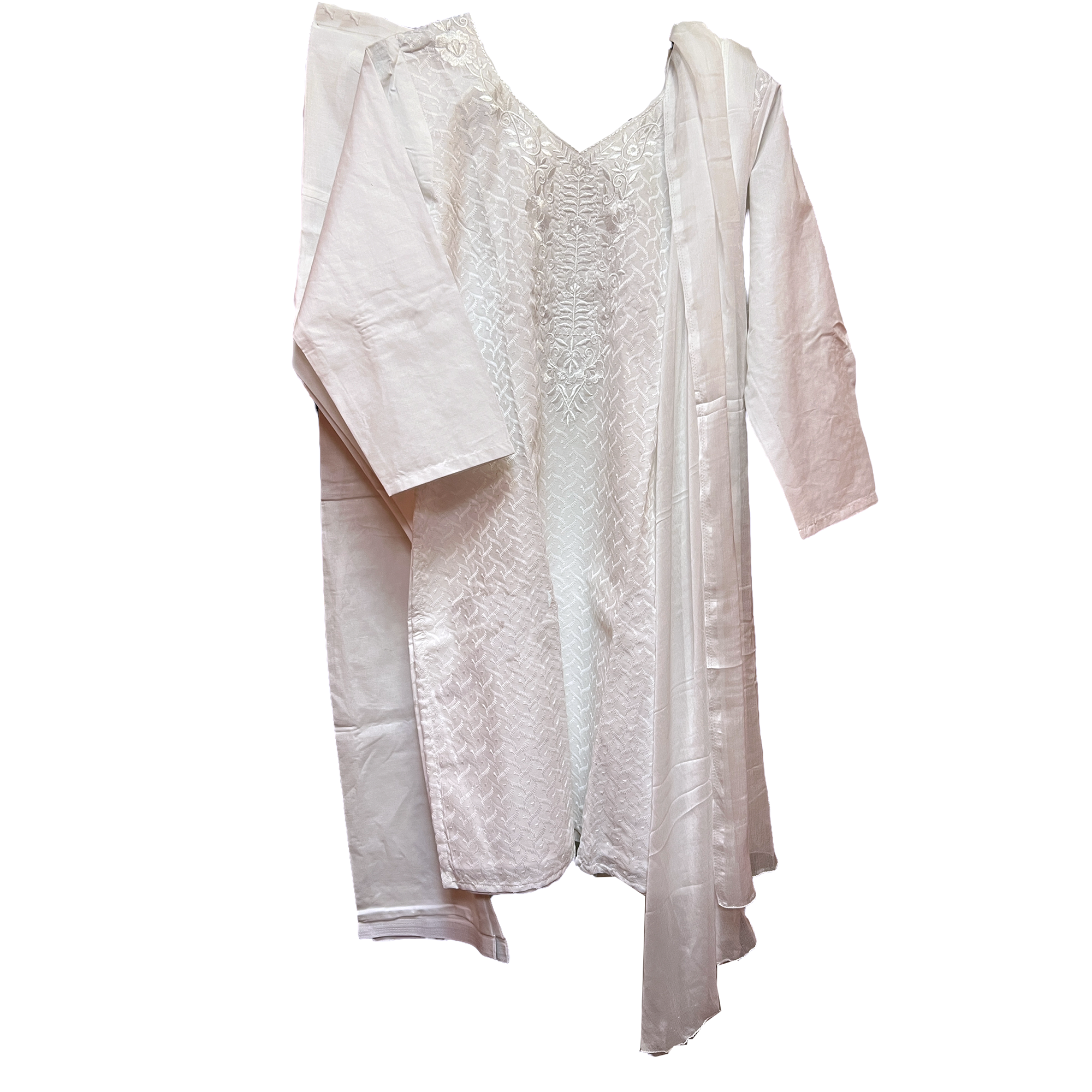 White Embroidered Kurta Set - Vintage India NYC