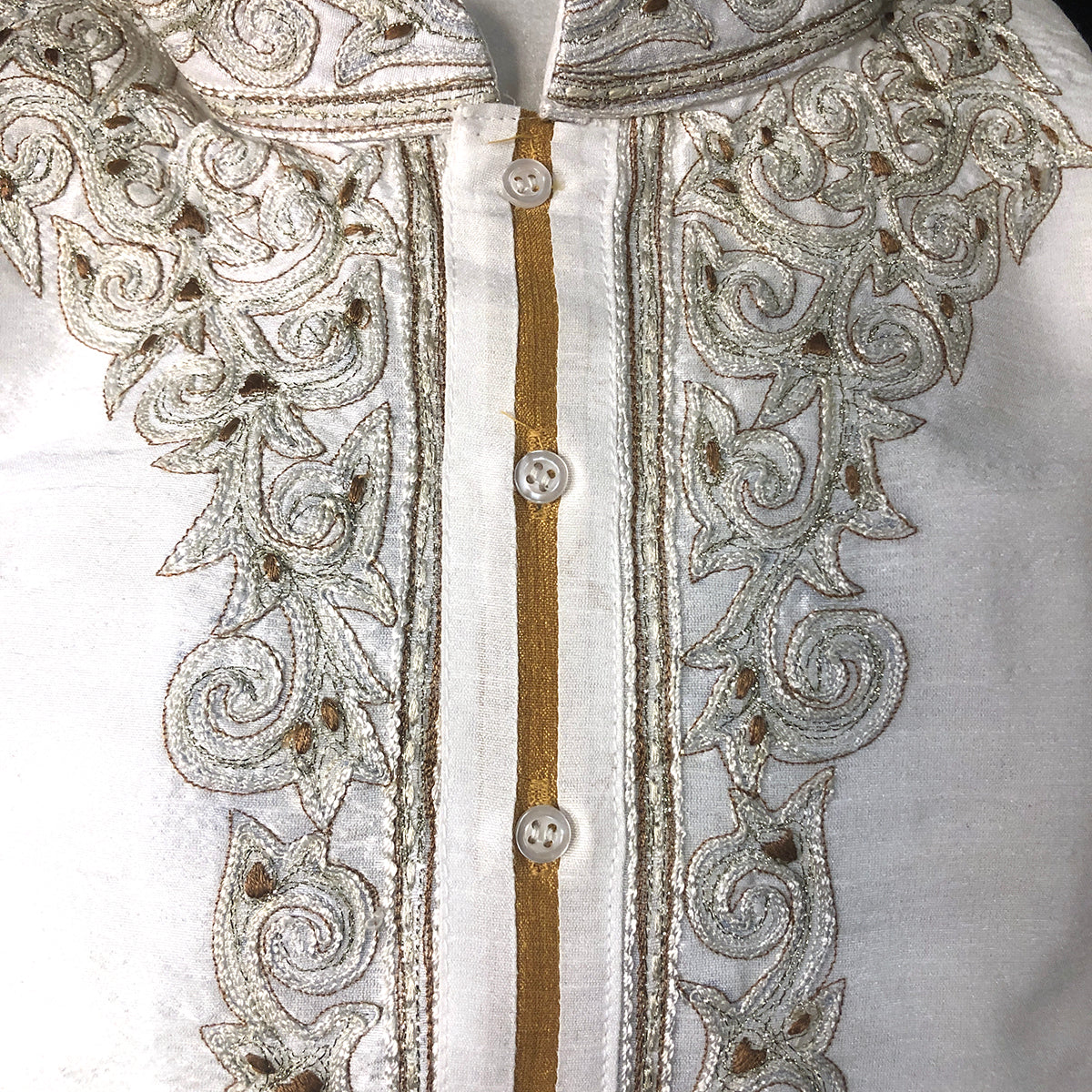 DT White & Gold Short Kurta - Vintage India NYC