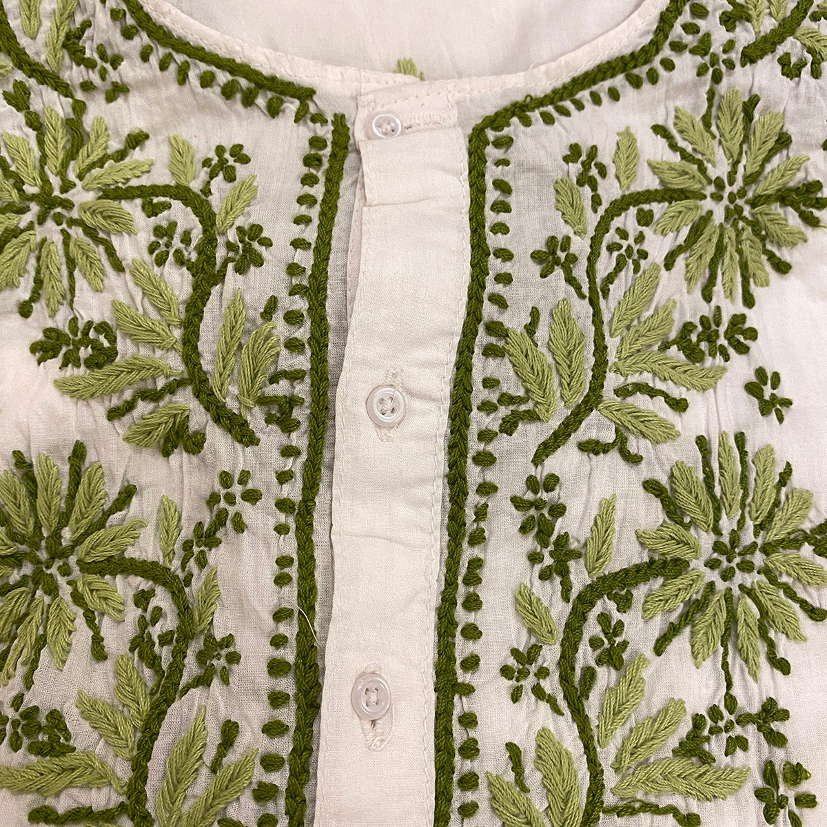 AR 3 Button Embroidered Cotton Tunic Kurti - Vintage India NYC