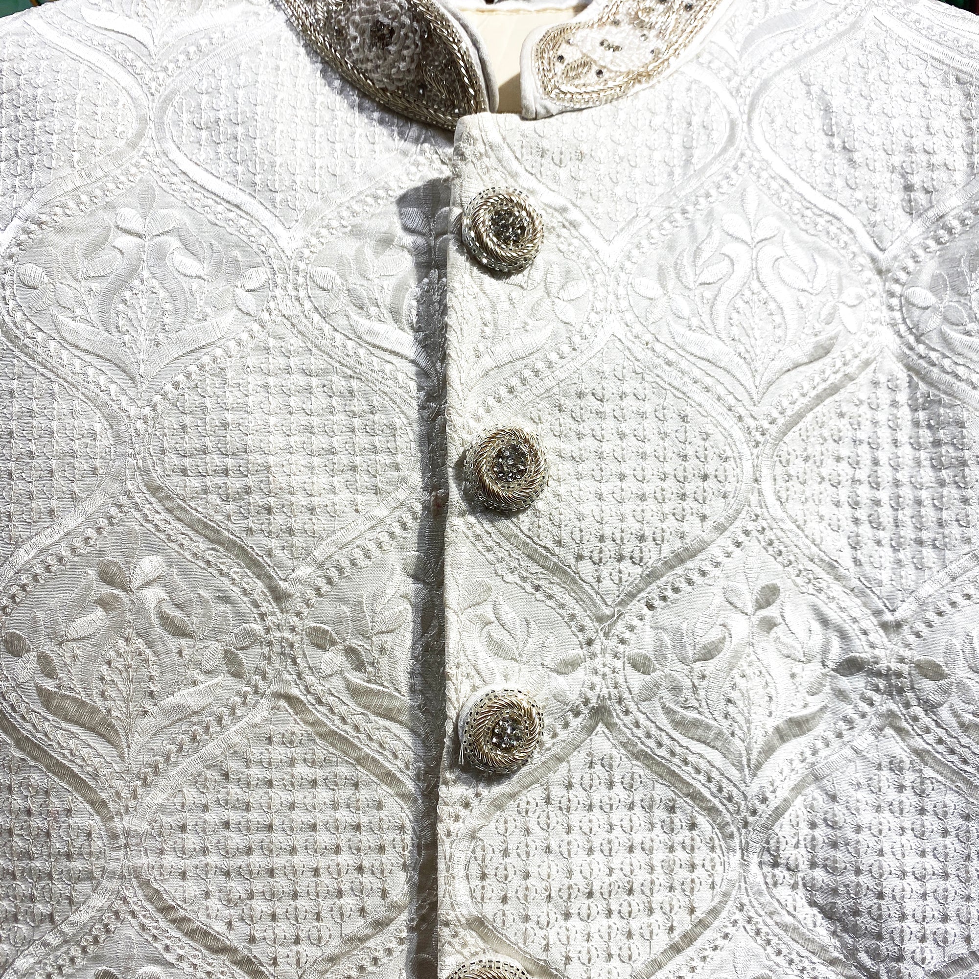 White Lucknowi Sherwani - Vintage India NYC