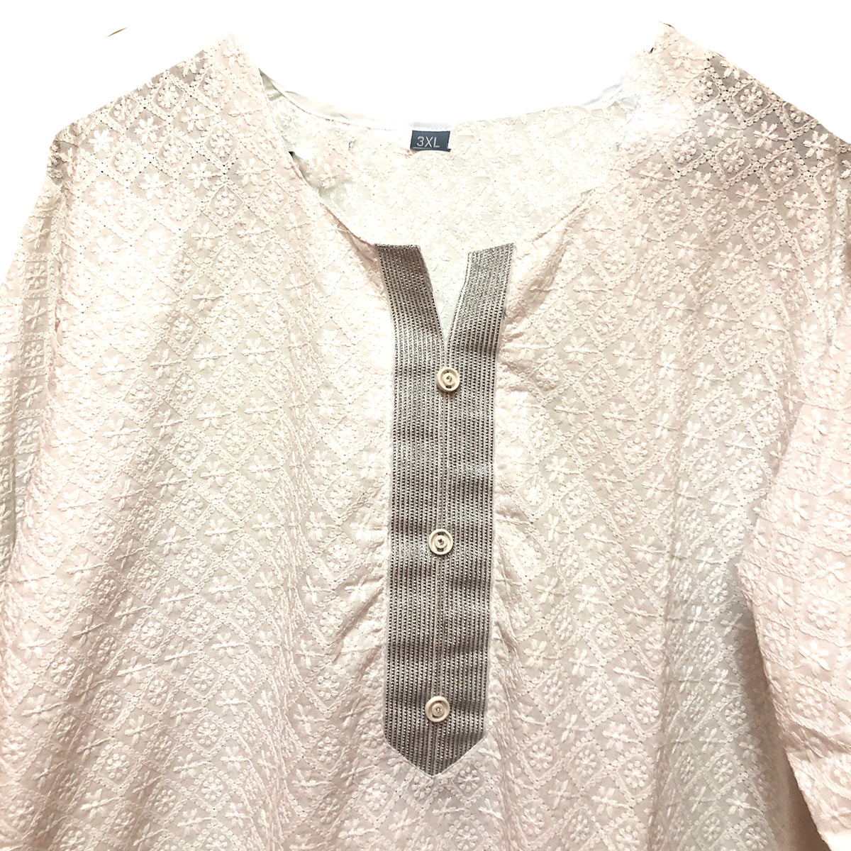 IE Plus Size White Kurta 2 - Vintage India NYC