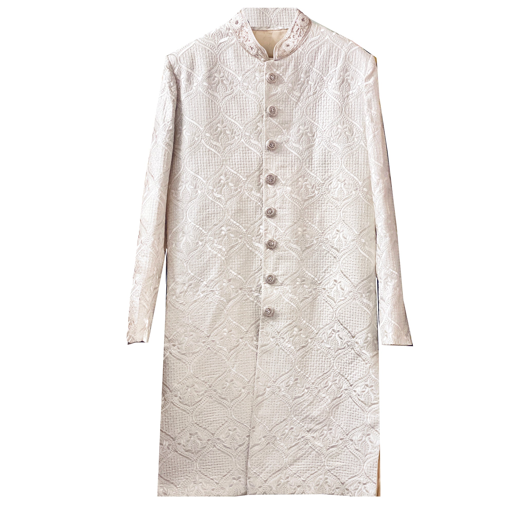 White Lucknowi Sherwani - Vintage India NYC